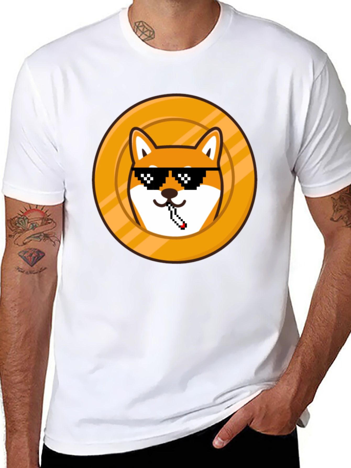 Doge Coin Pixel Art Black T-Shirt