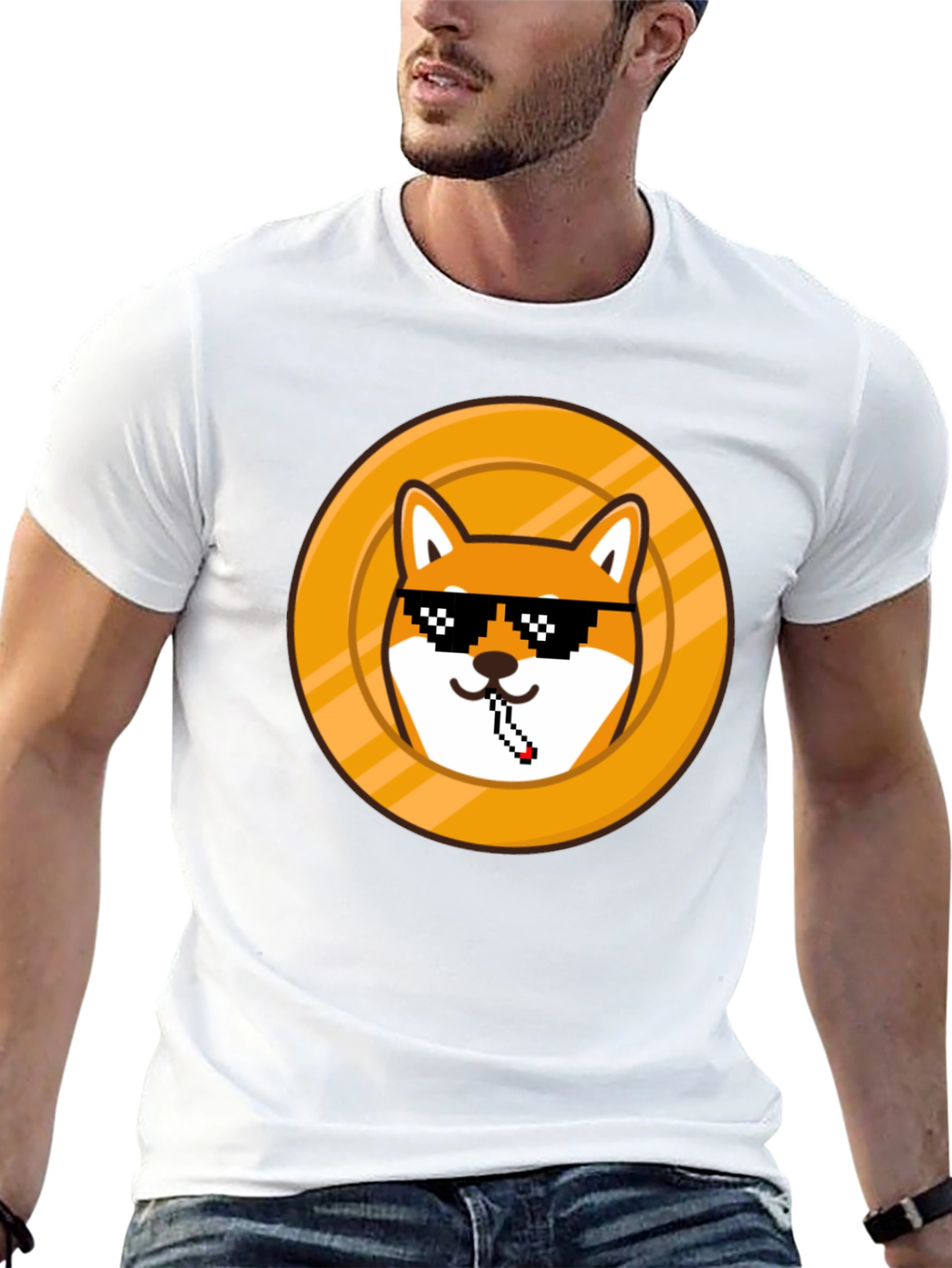 Doge Coin Pixel Art Black T-Shirt