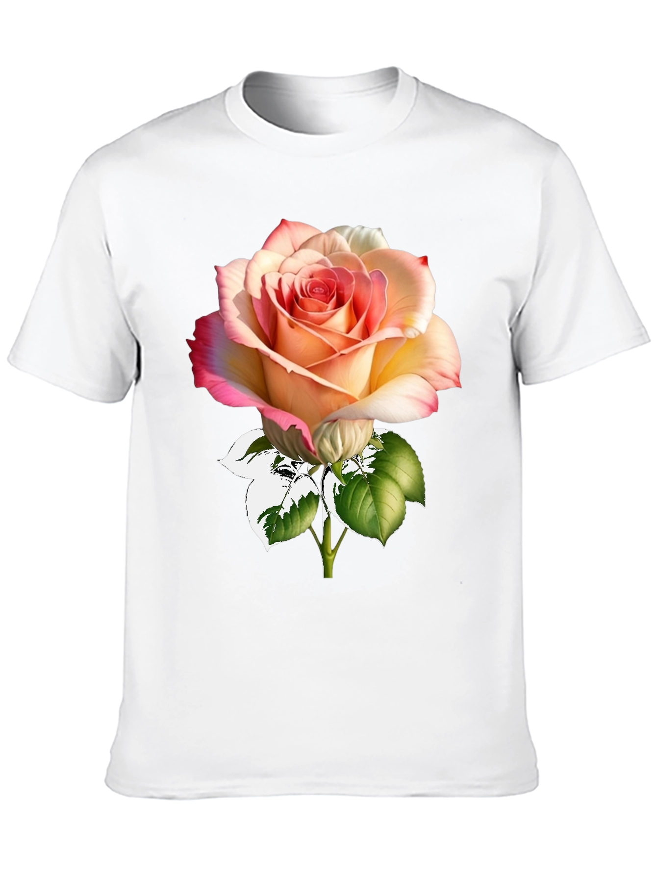 Rose Print Black T-Shirt
