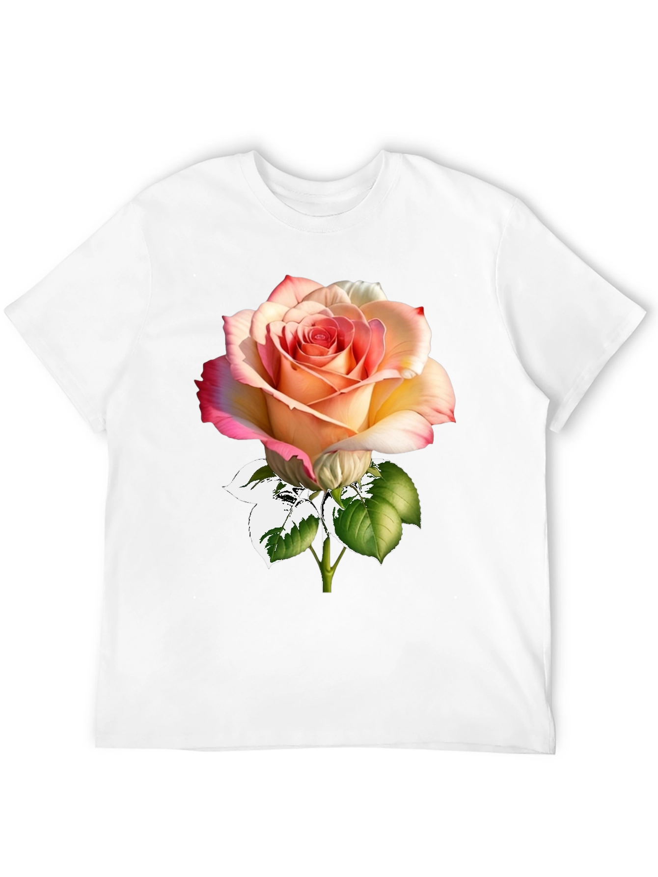 Rose Print Black T-Shirt