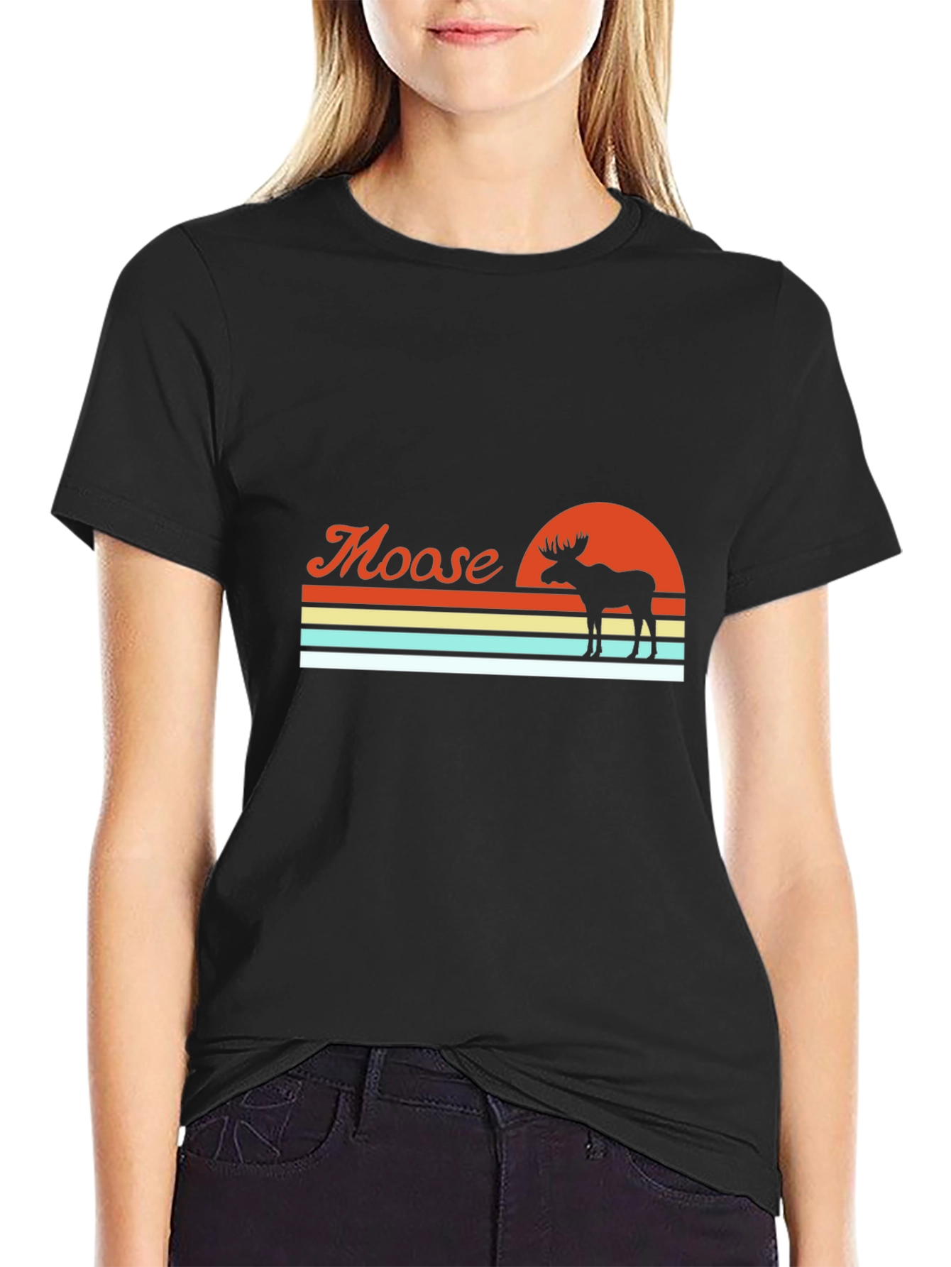 Moose Sunset T-Shirt - Retro Graphic Tee
