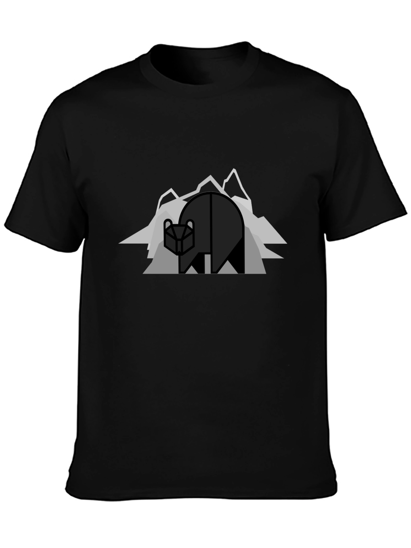 Geometric Bear Graphic Tee - Modern Mountain Design