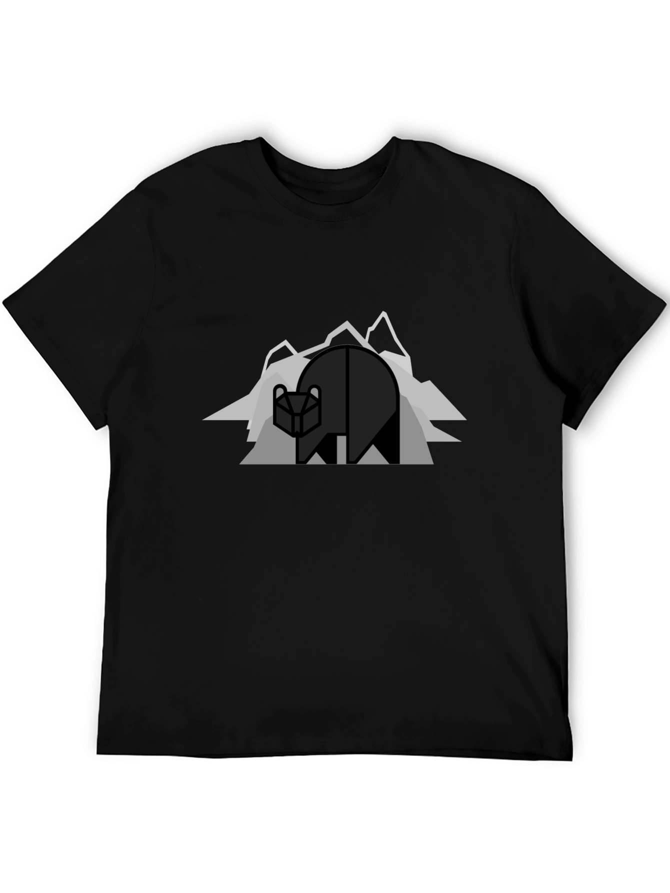 Geometric Bear Graphic Tee - Modern Mountain Design