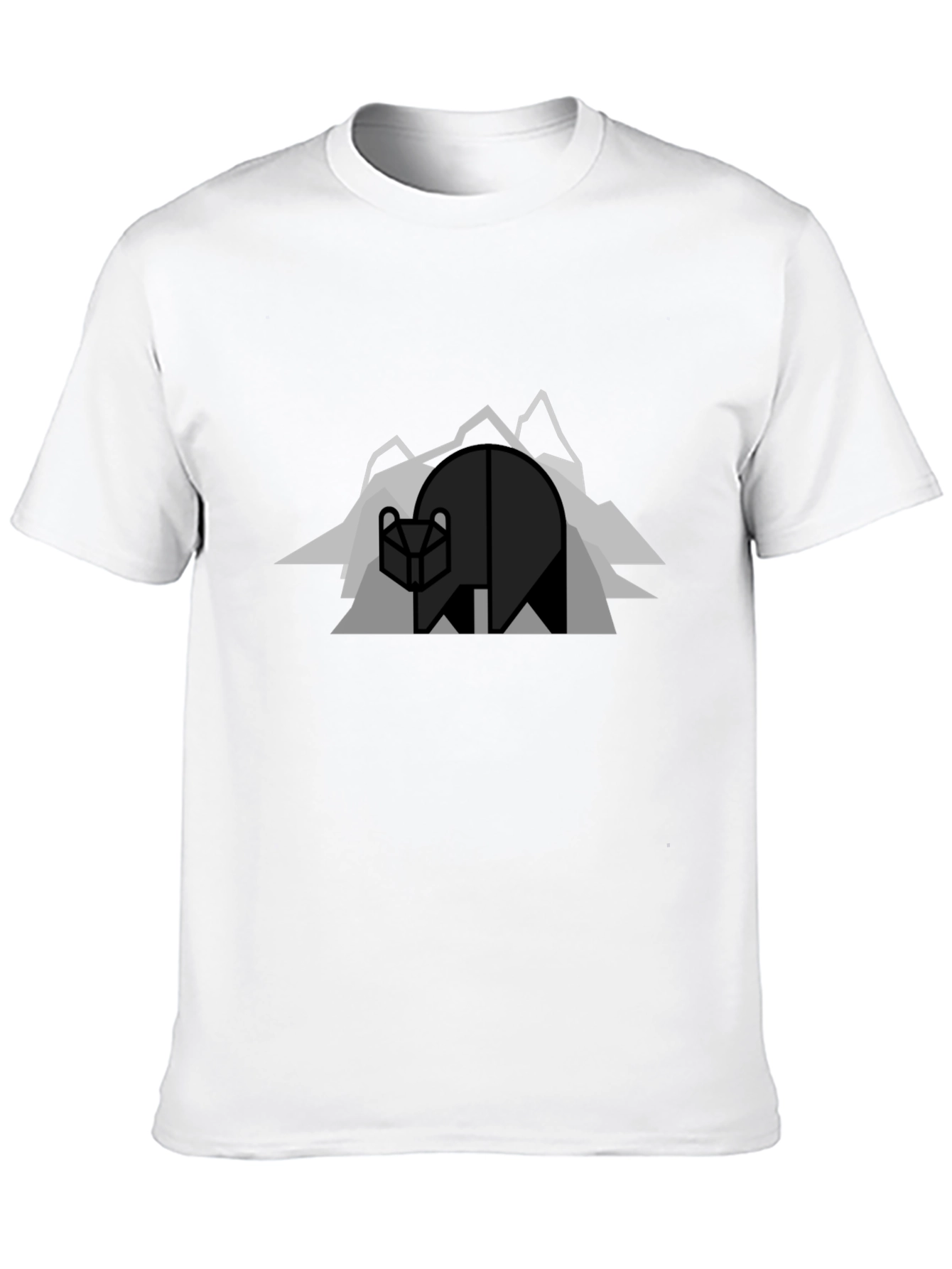 Geometric Bear Graphic Tee - Modern Mountain Design