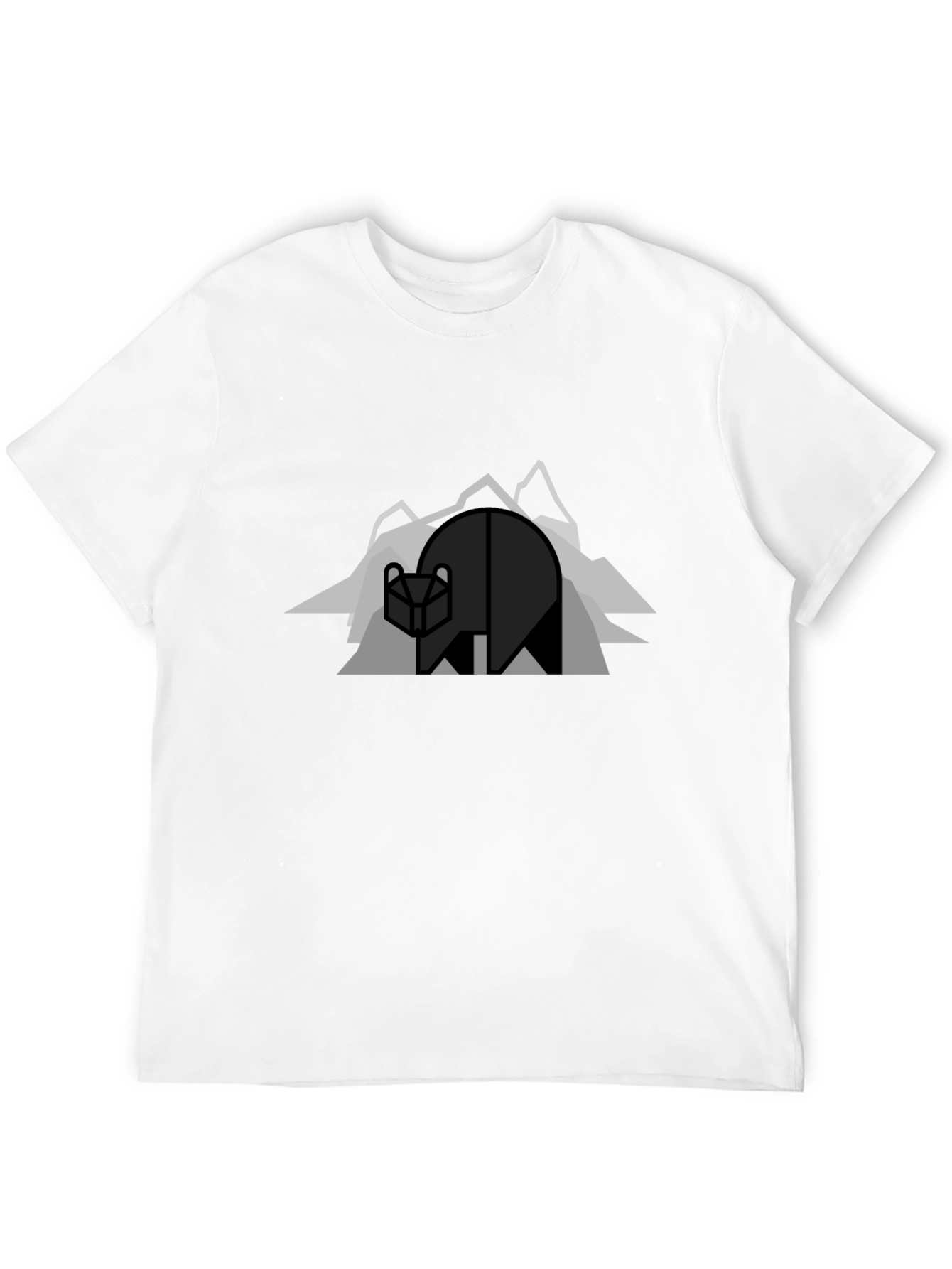 Geometric Bear Graphic Tee - Modern Mountain Design