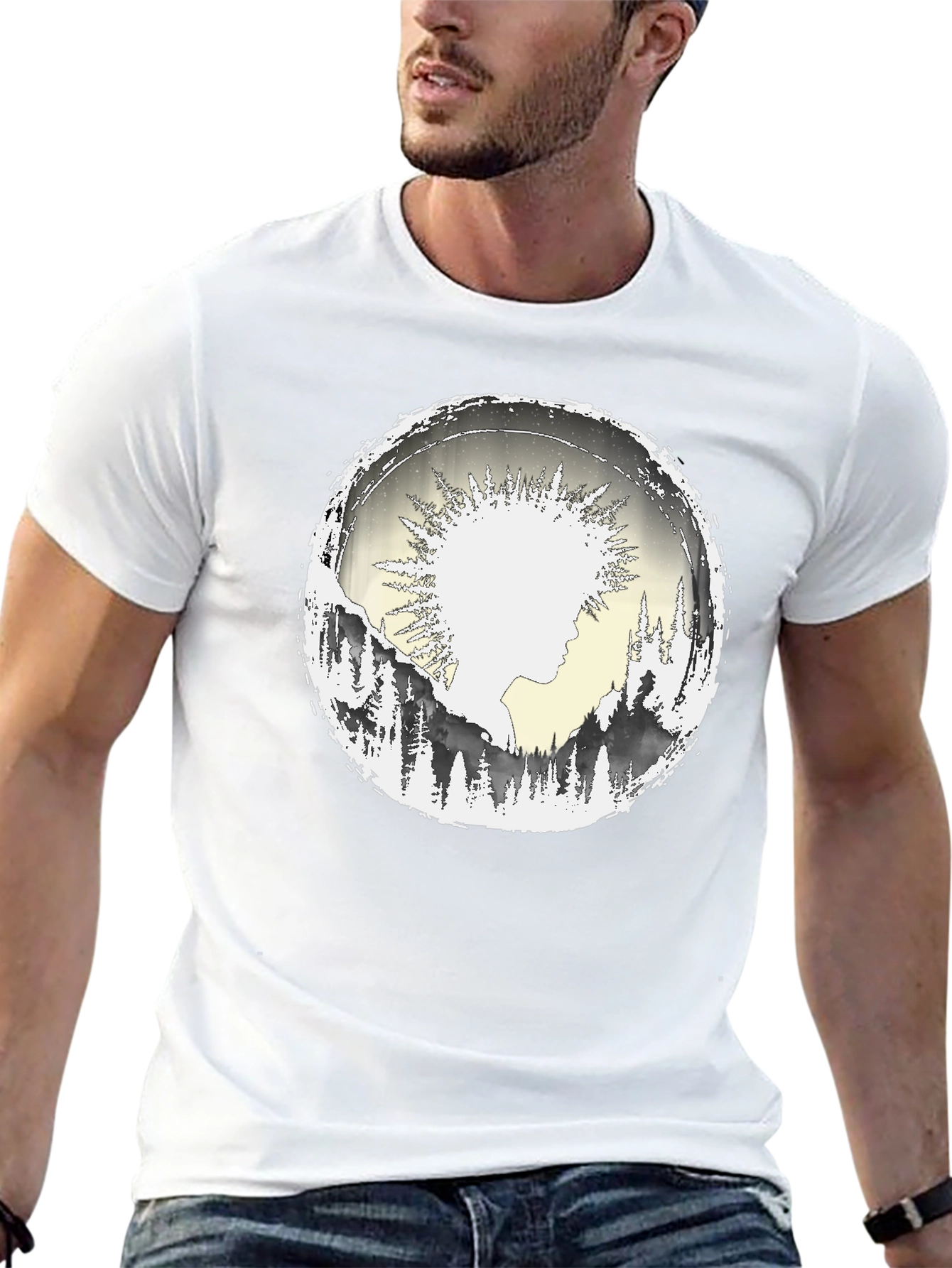 Nature Silhouette Graphic Tee - Black