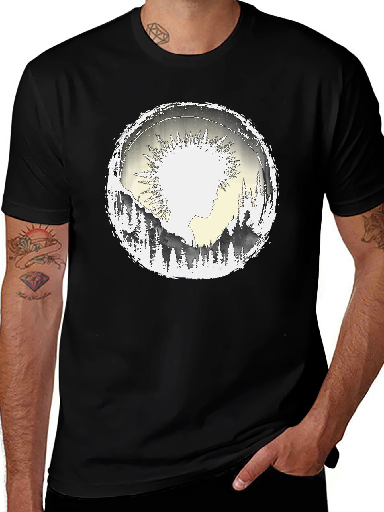 Nature Silhouette Graphic Tee - Black