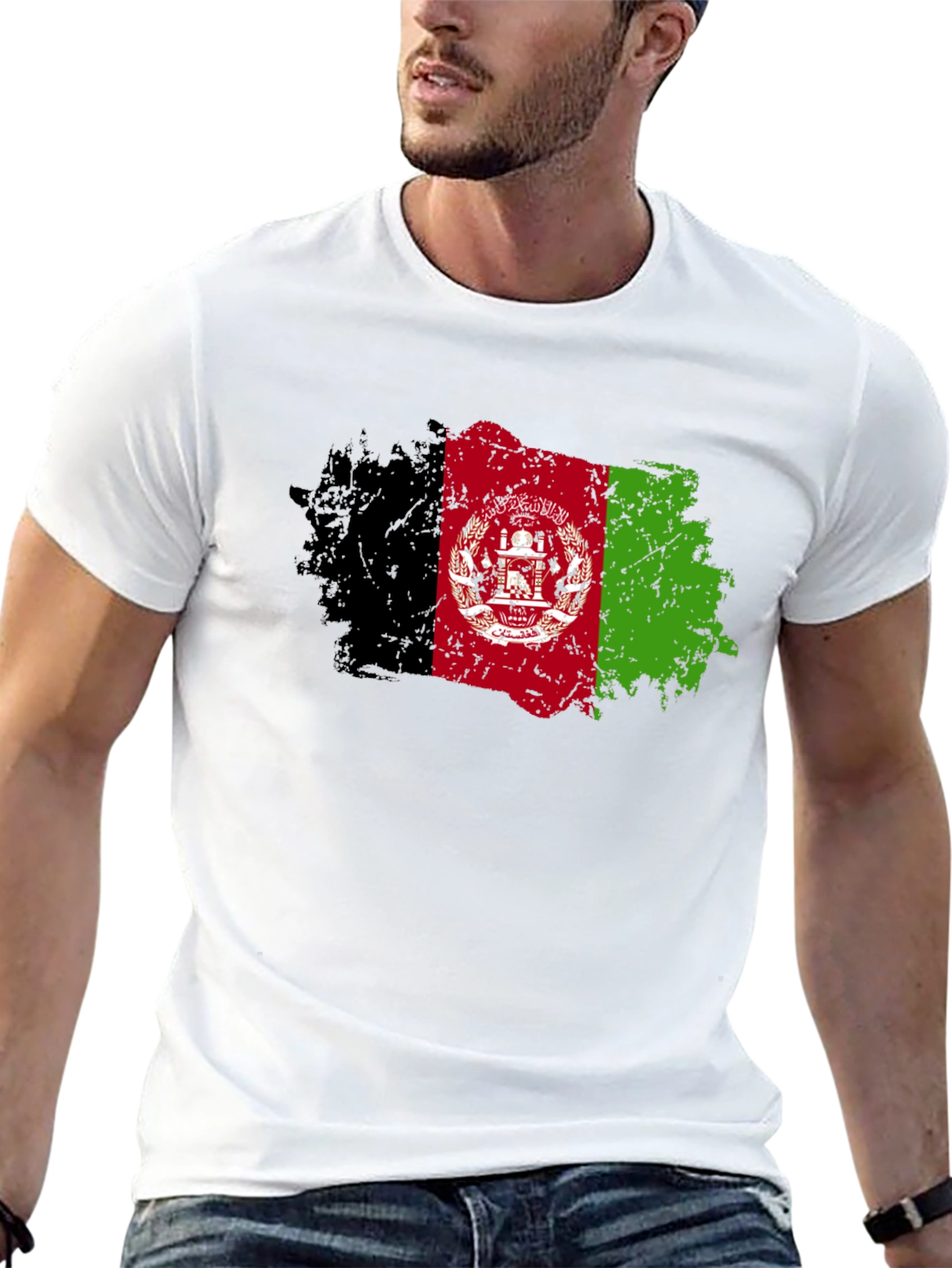 Afghanistan Flag T-Shirt - Distressed Grunge Style