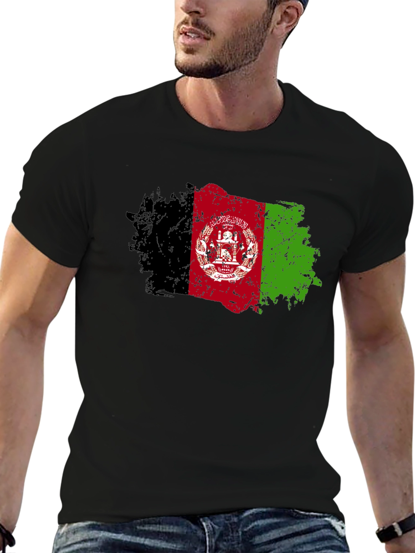 Afghanistan Flag T-Shirt - Distressed Grunge Style