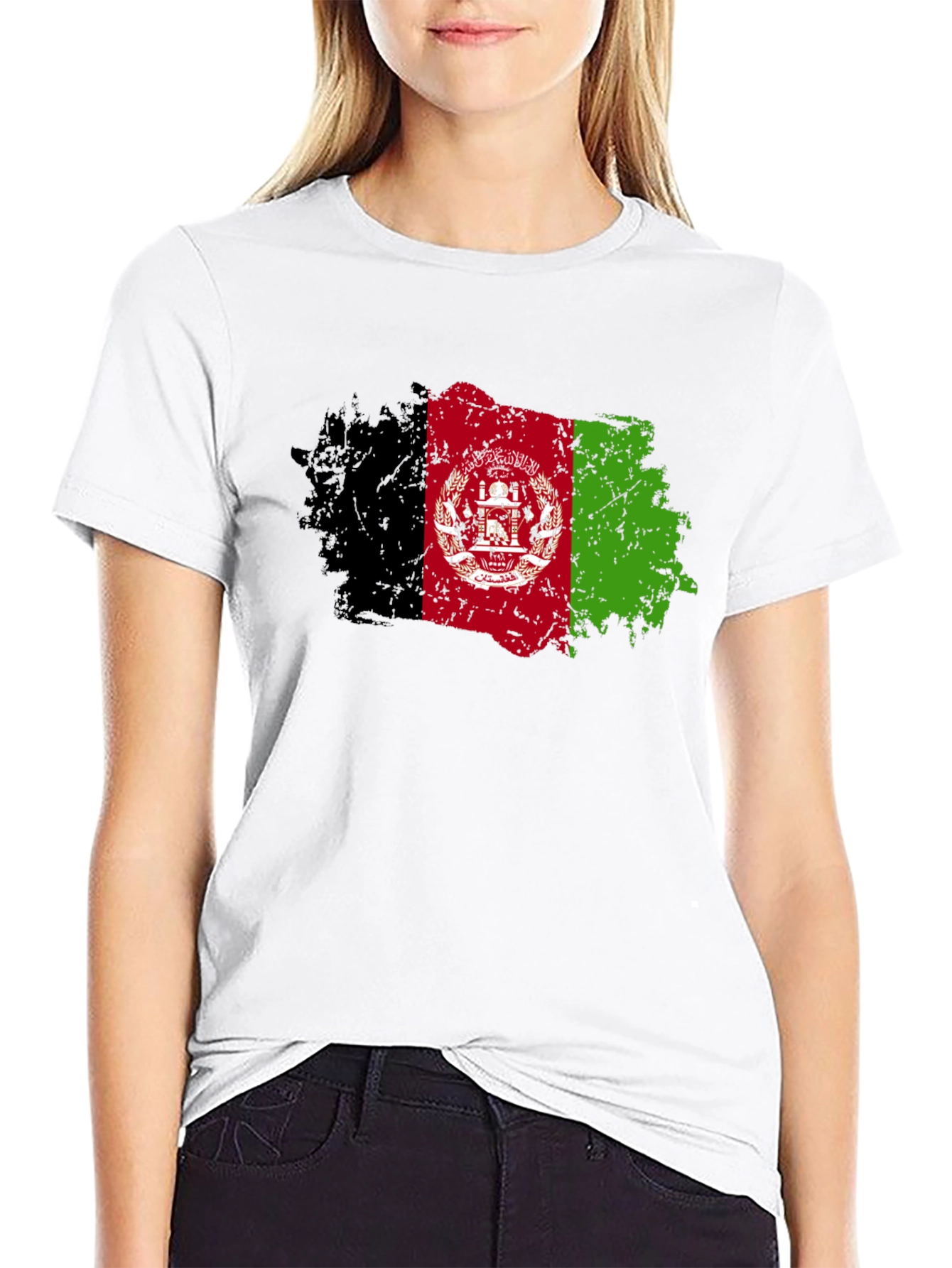 Afghanistan Flag T-Shirt - Distressed Grunge Style