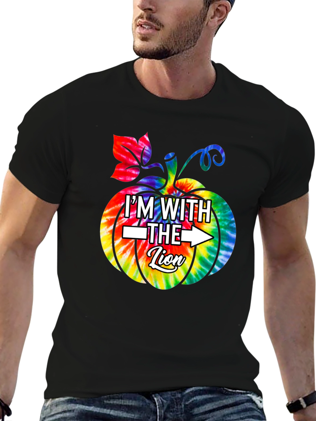 Im With the Lion Tie Dye Pumpkin Halloween T-Shirt