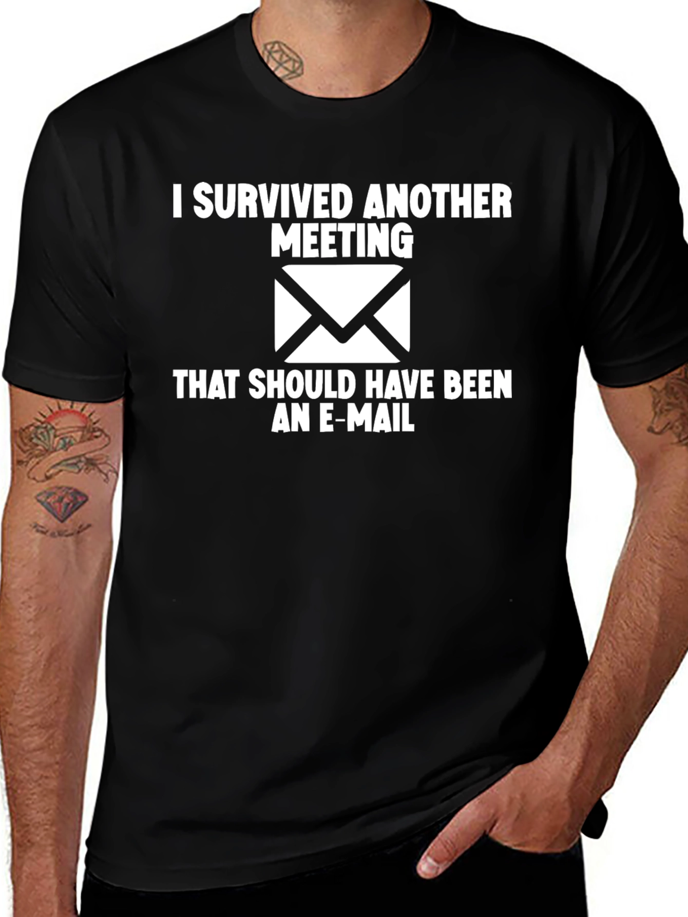 I Survived Another Meeting Black T-Shirt