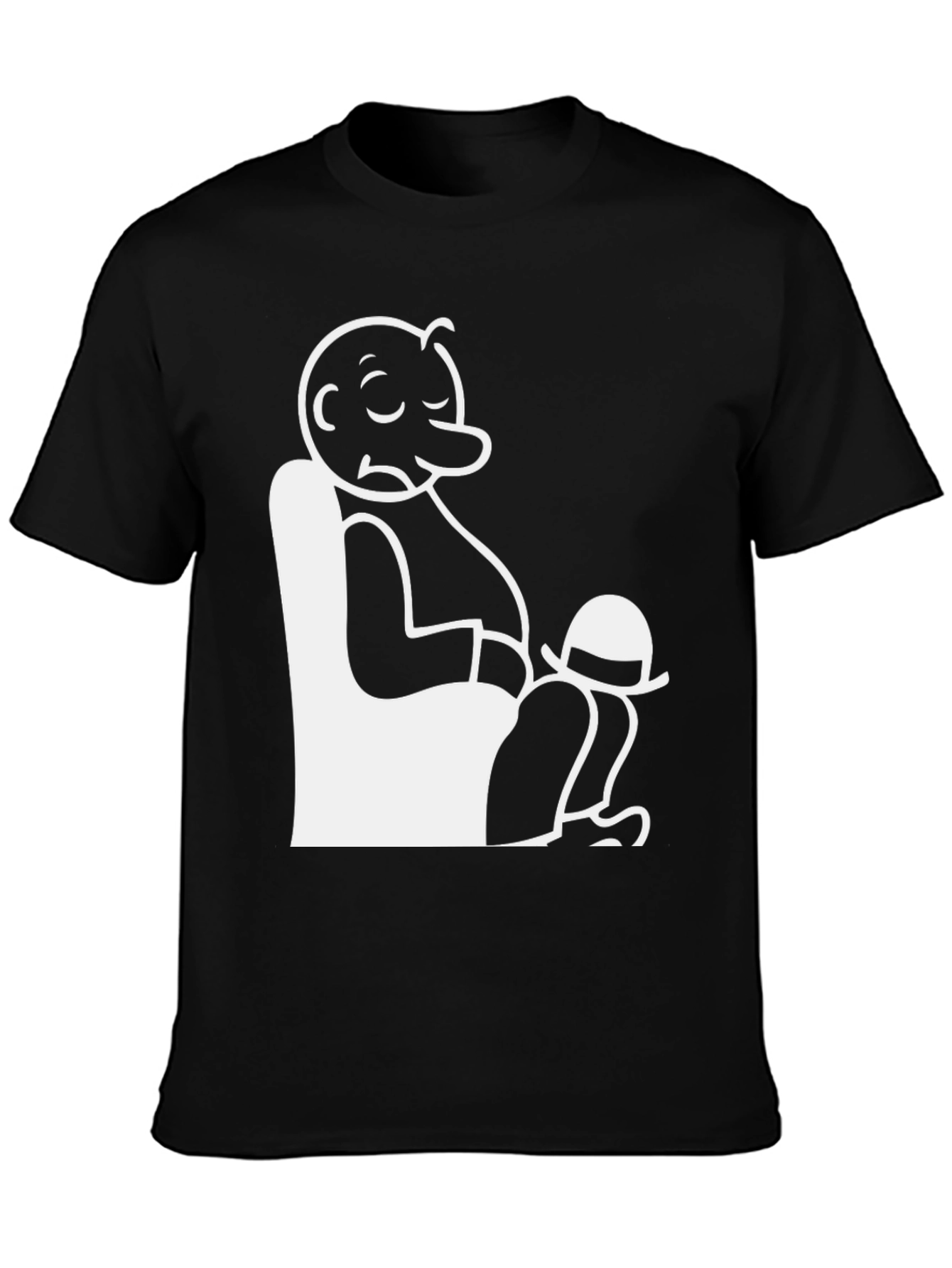 Comfy Cartoon Character Graphic Tee - Black
