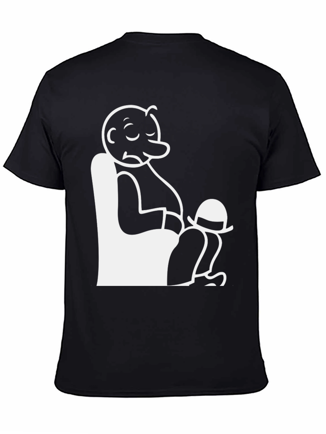 Comfy Cartoon Character Graphic Tee - Black