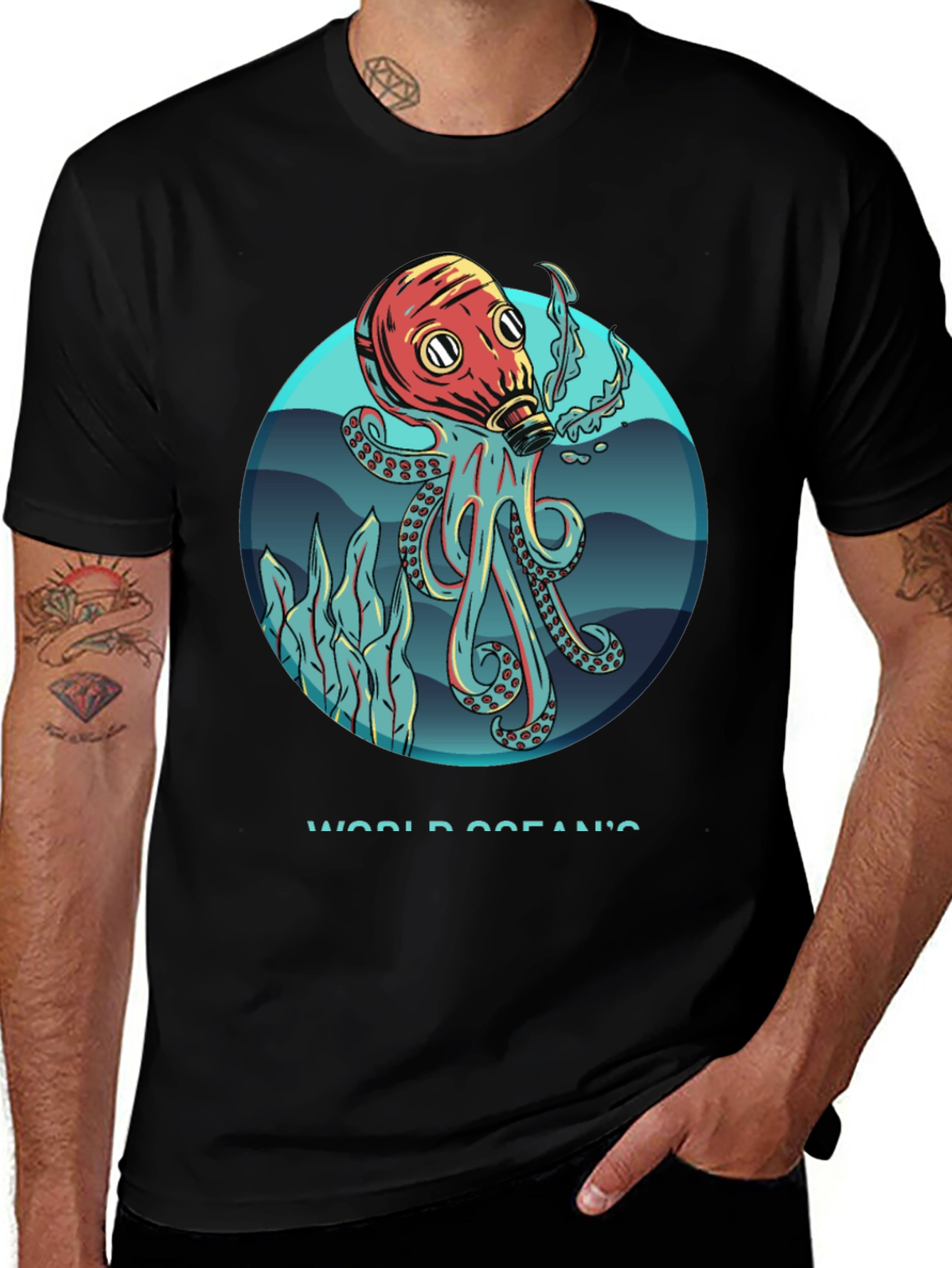 Octopus Gas Mask Graphic T-Shirt