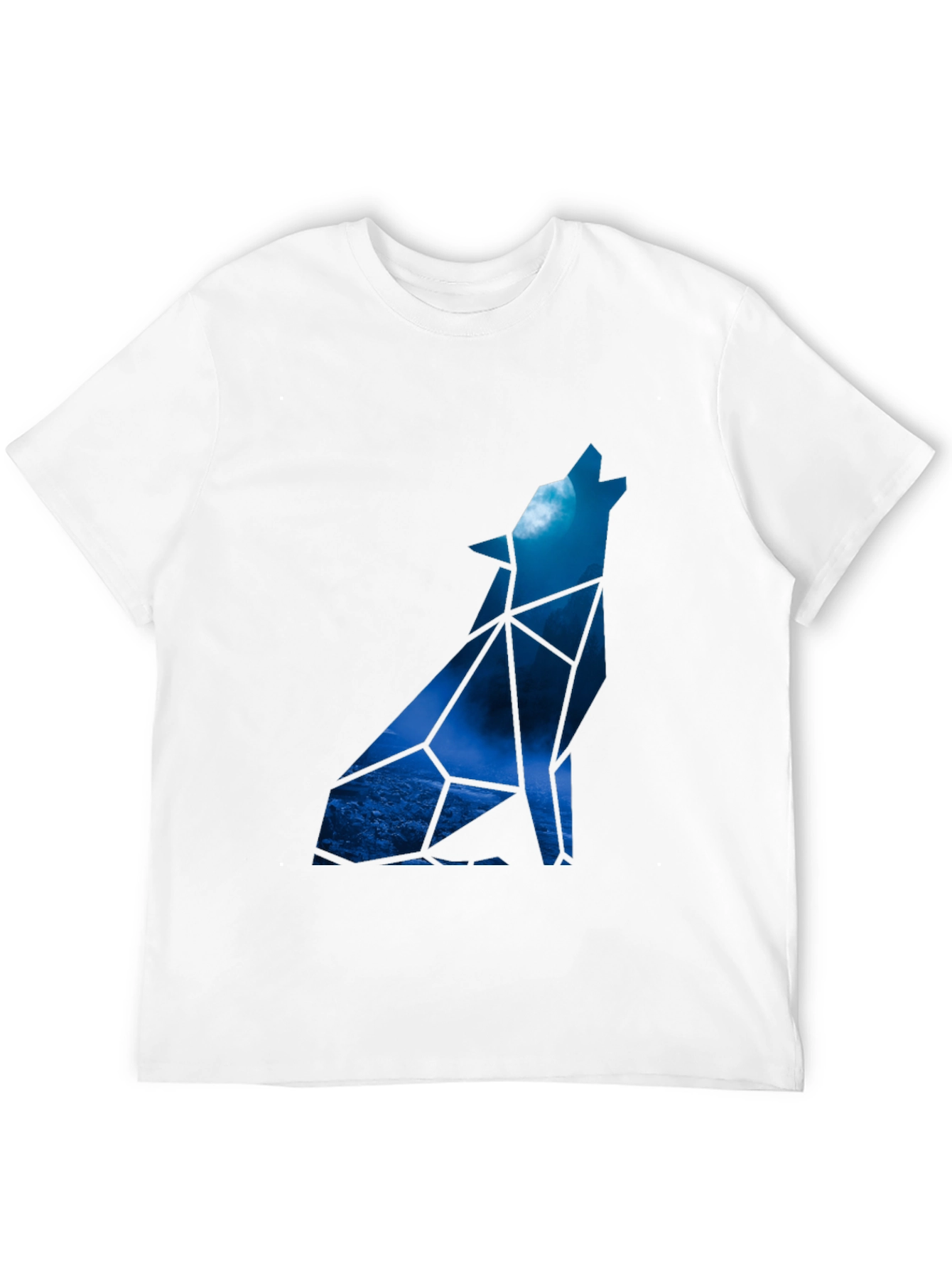 Geometric Wolf Howling at Moon Graphic Tee
