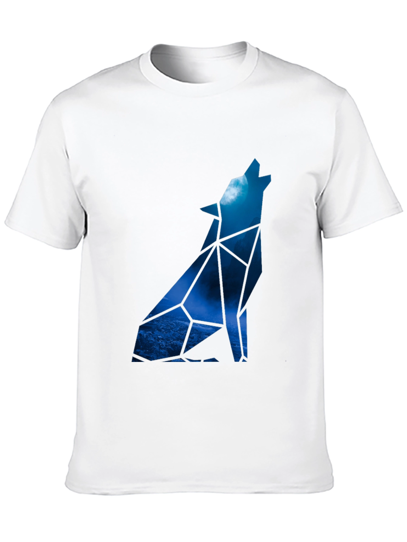 Geometric Wolf Howling at Moon Graphic Tee