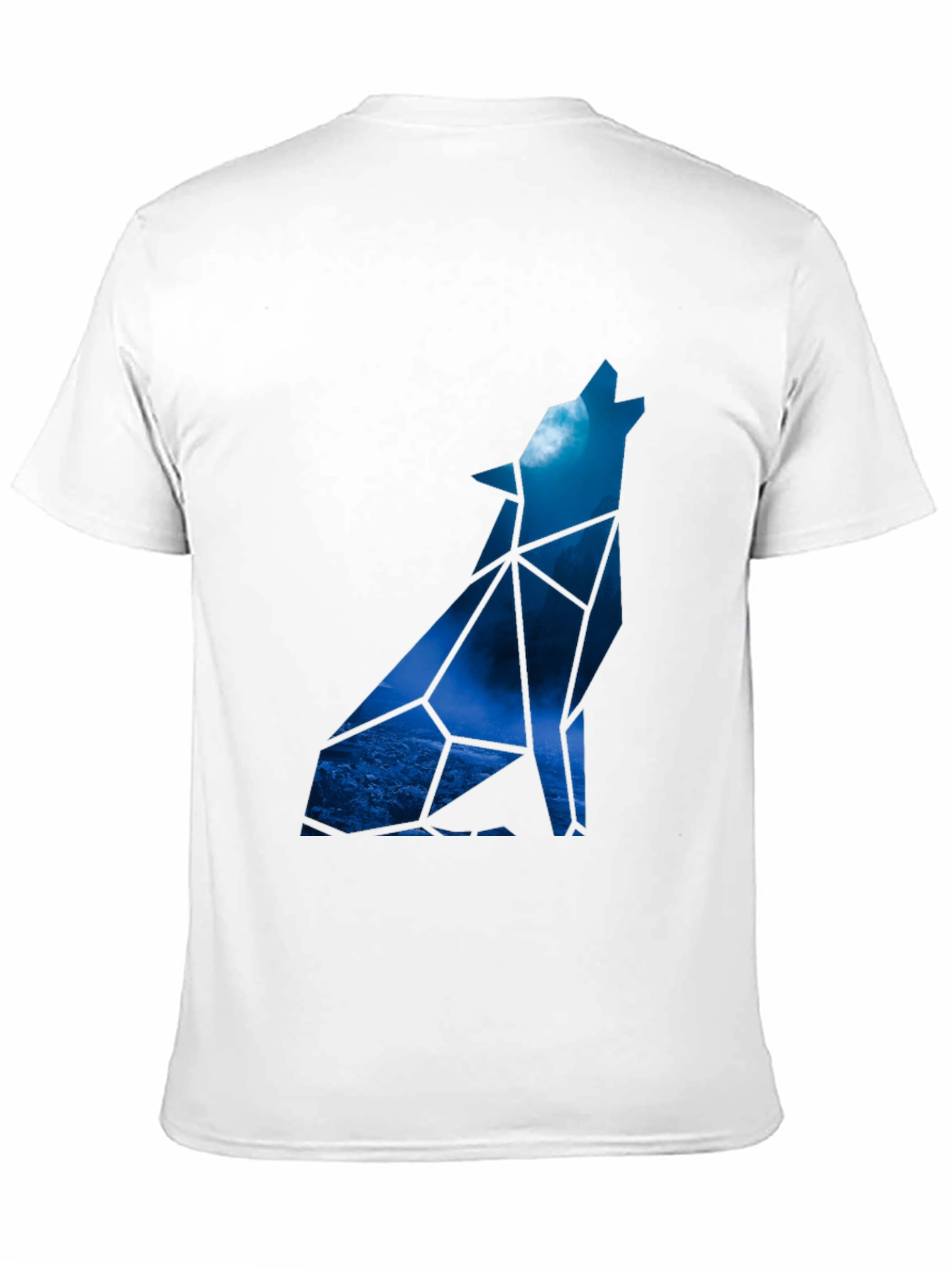 Geometric Wolf Howling at Moon Graphic Tee