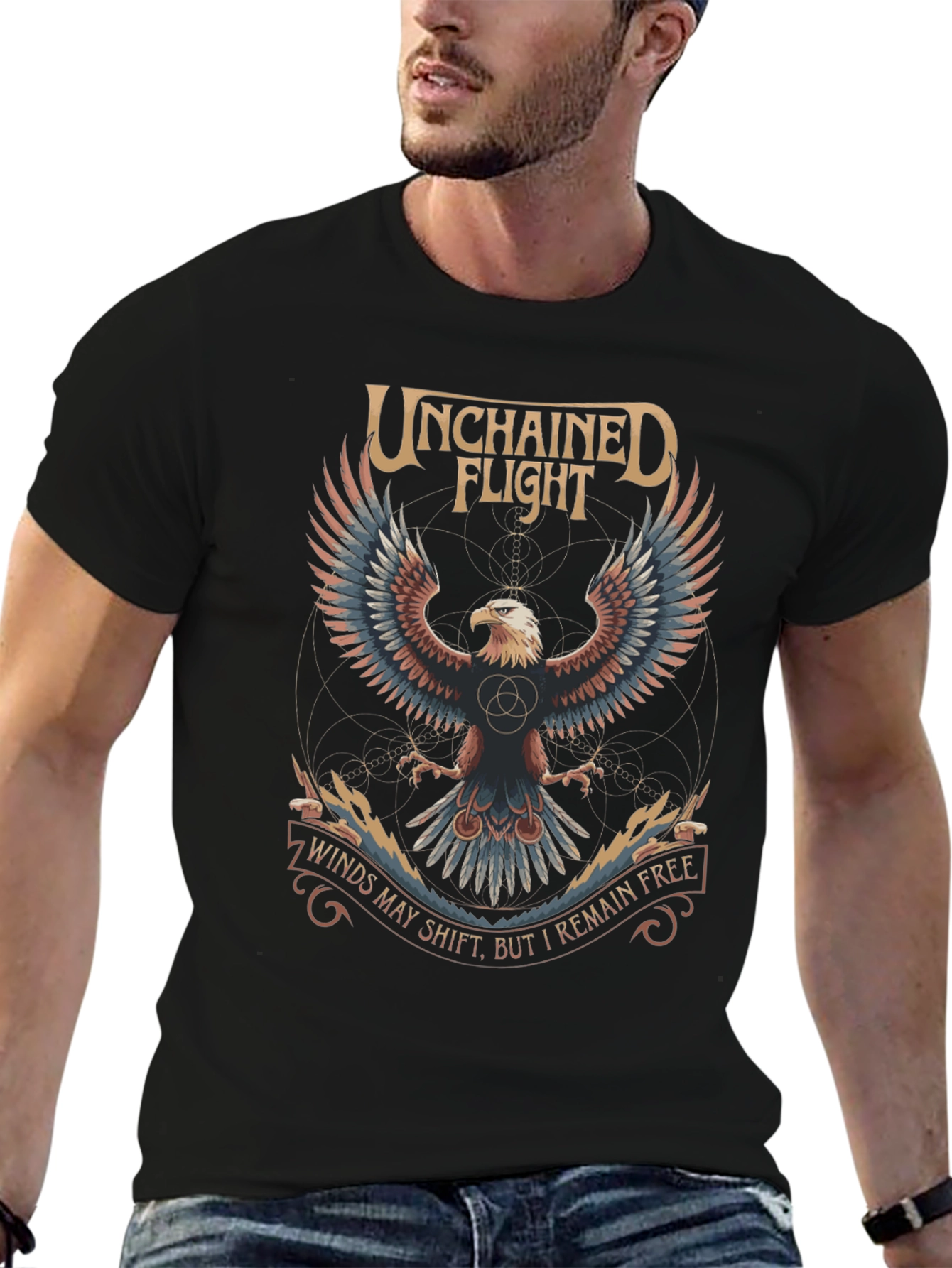 Unchained Flight Eagle Graphic Tee - Black