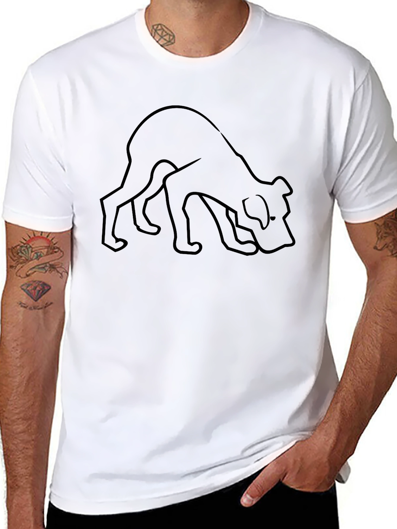 Black Dog Outline T-Shirt - Modern Casual Wear