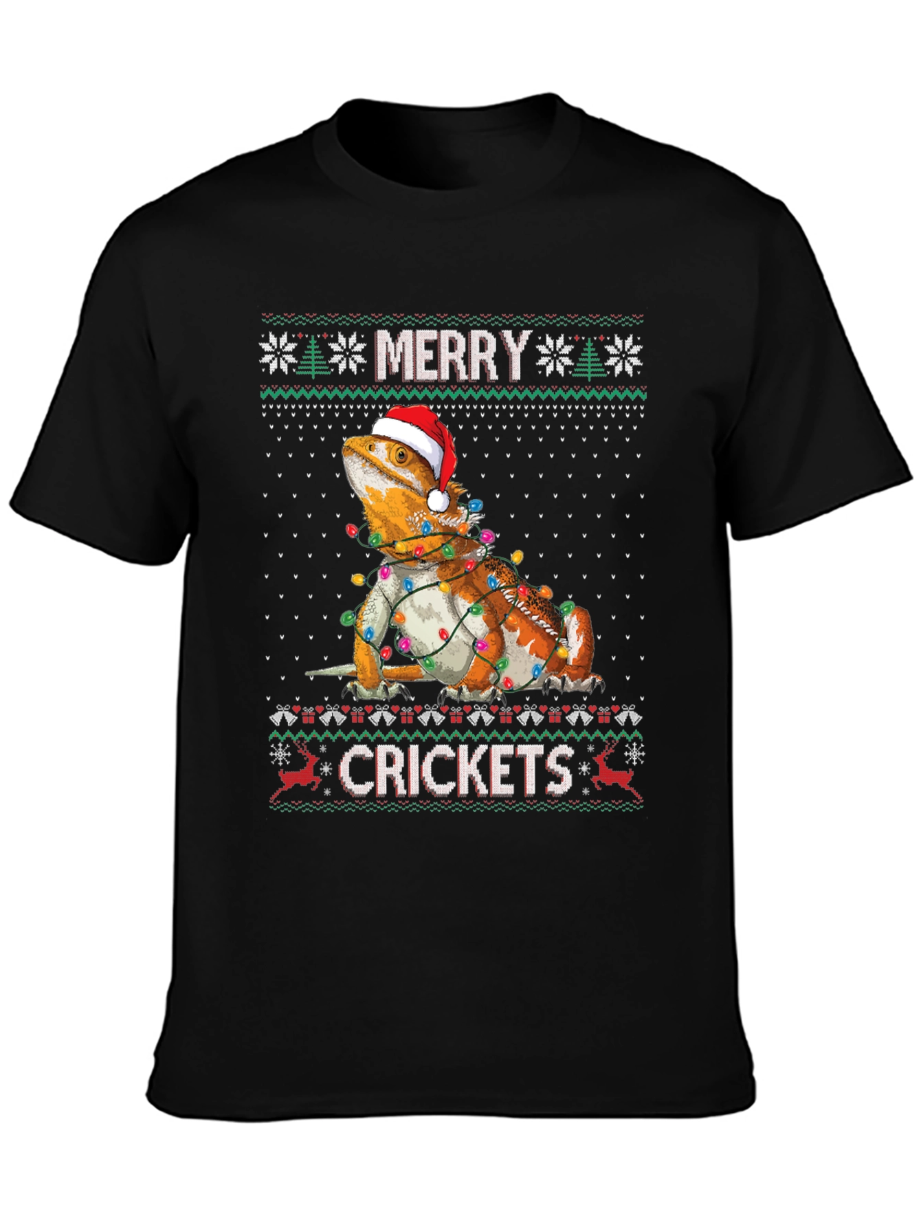 Merry Crickets Bearded Dragon Ugly Christmas Sweater T-Shirt