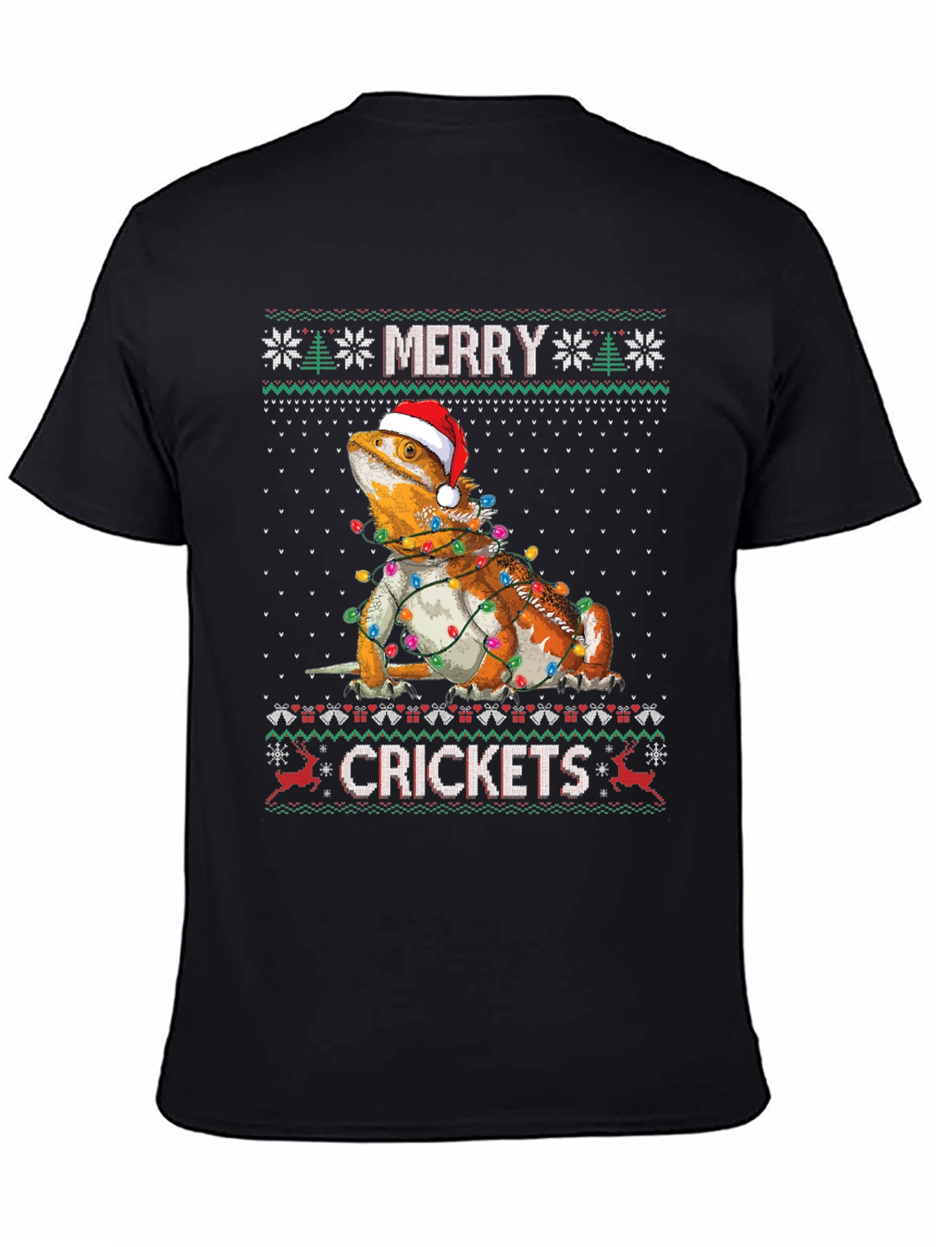 Merry Crickets Bearded Dragon Ugly Christmas Sweater T-Shirt