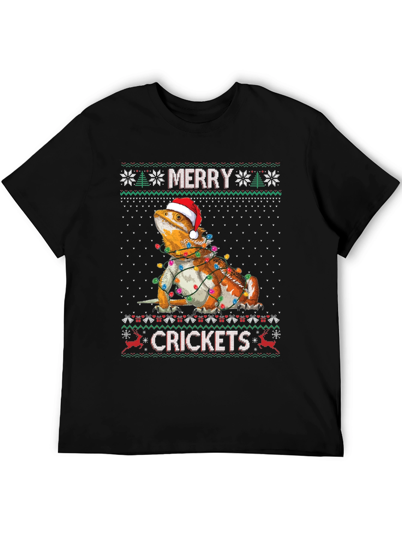 Merry Crickets Bearded Dragon Ugly Christmas Sweater T-Shirt