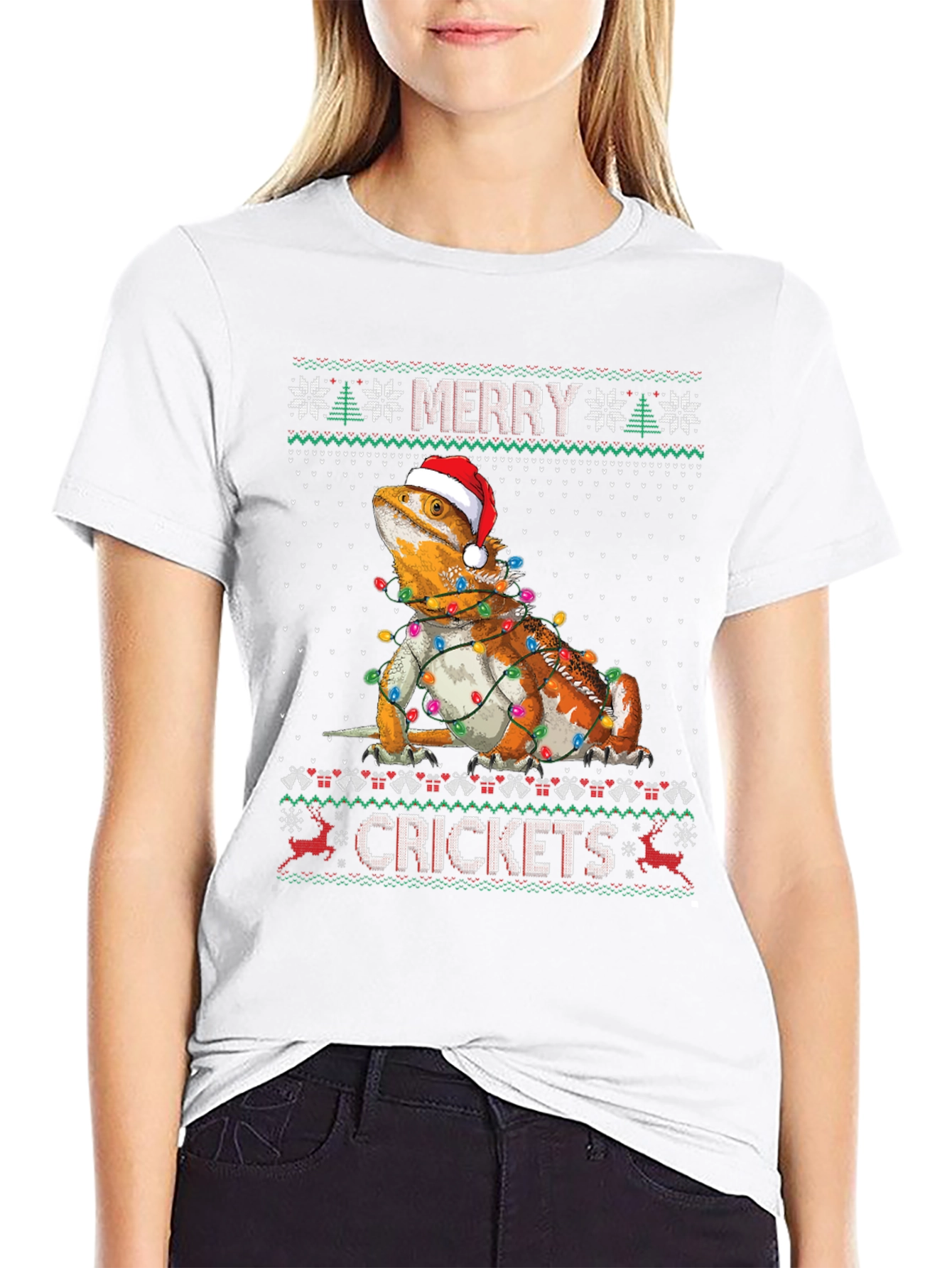 Merry Crickets Bearded Dragon Ugly Christmas Sweater T-Shirt