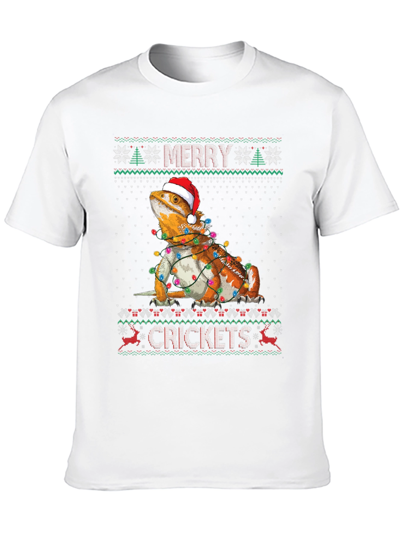 Merry Crickets Bearded Dragon Ugly Christmas Sweater T-Shirt