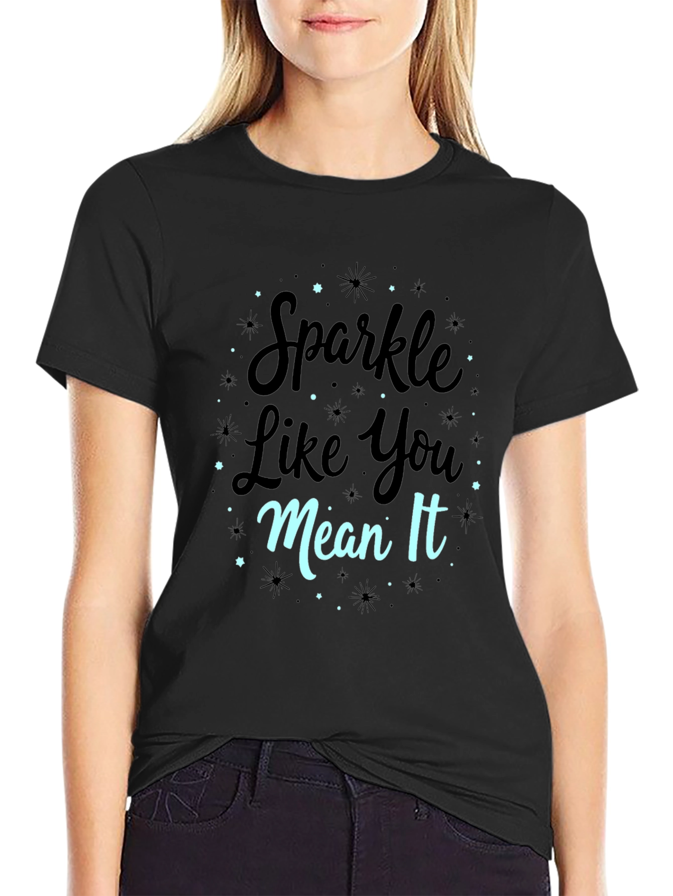 Sparkle Like You Mean It Black Graphic Tee
