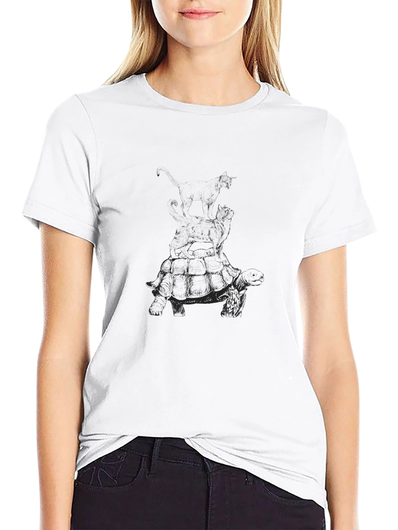 Mens Black T-Shirt with Abstract White Design