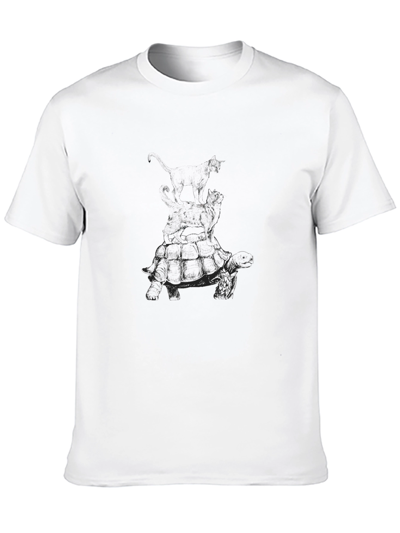 Mens Black T-Shirt with Abstract White Design