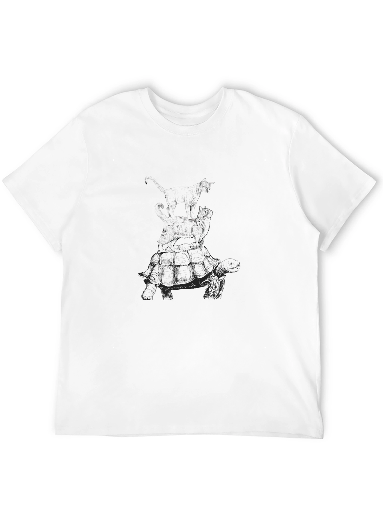 Mens Black T-Shirt with Abstract White Design