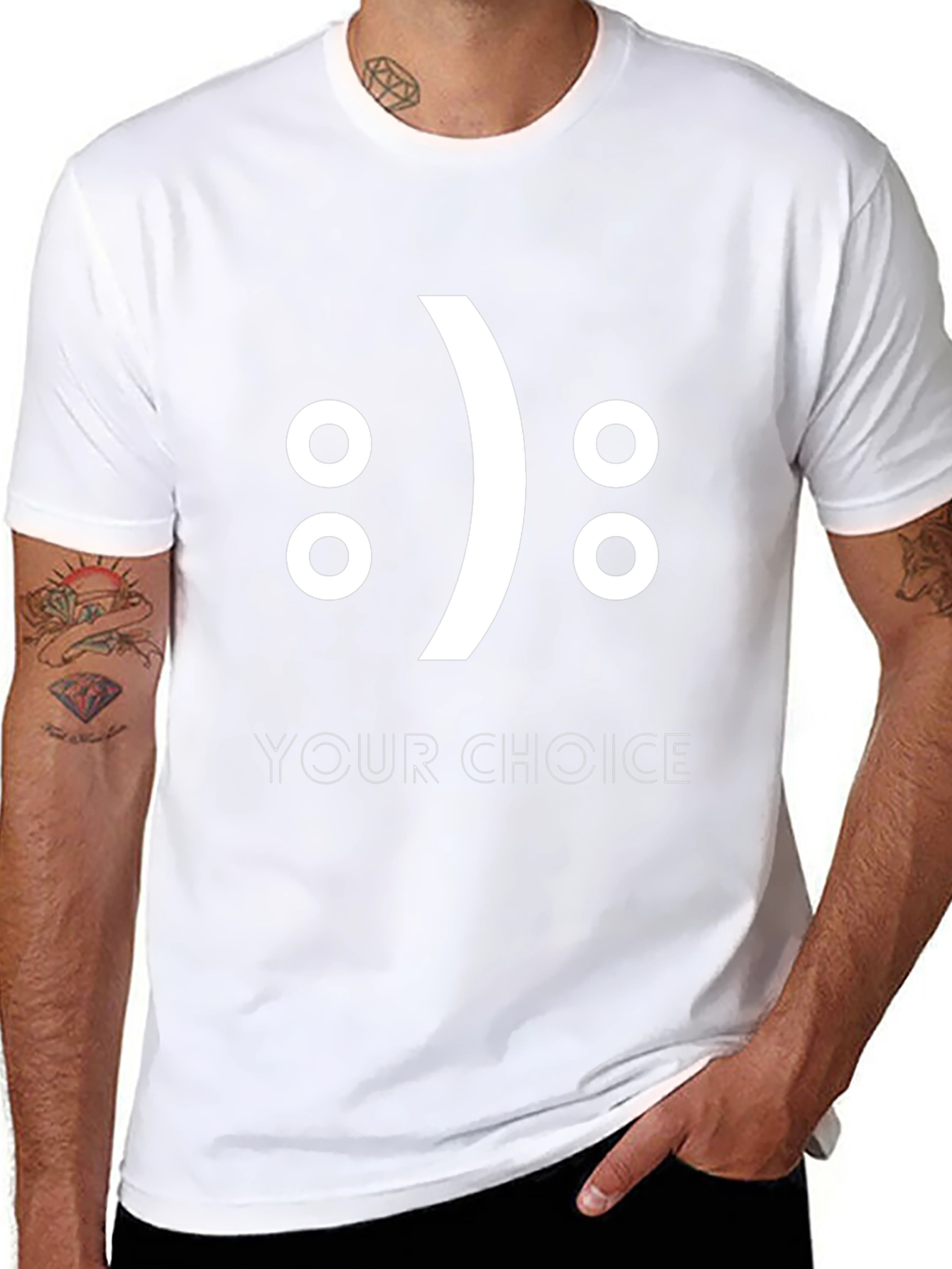 Your Choice Smiley Face Graphic T-Shirt - Black