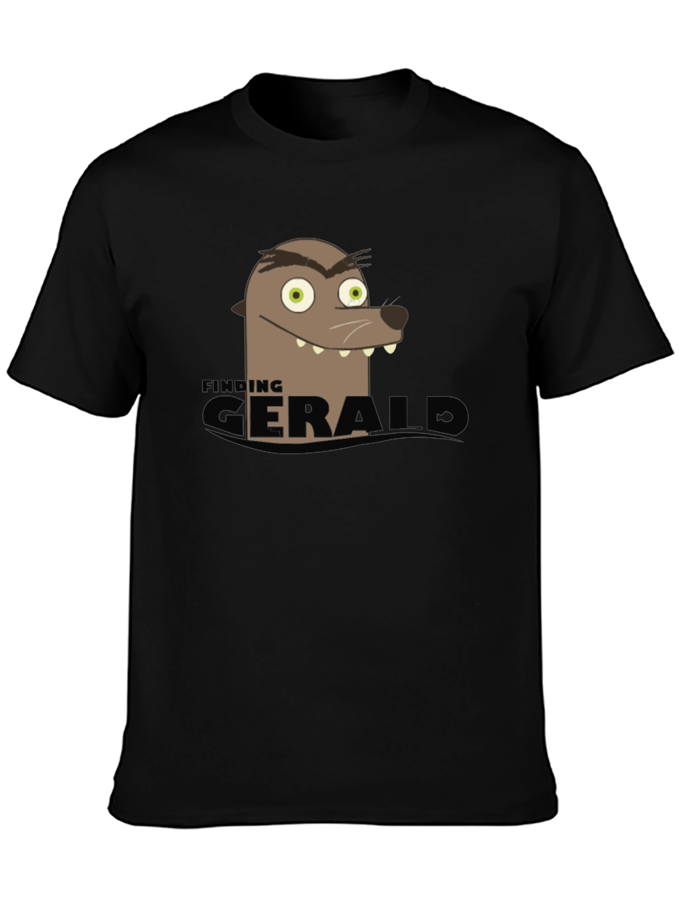 Finding Gerald Black T-Shirt Funny Seal Cartoon Tee