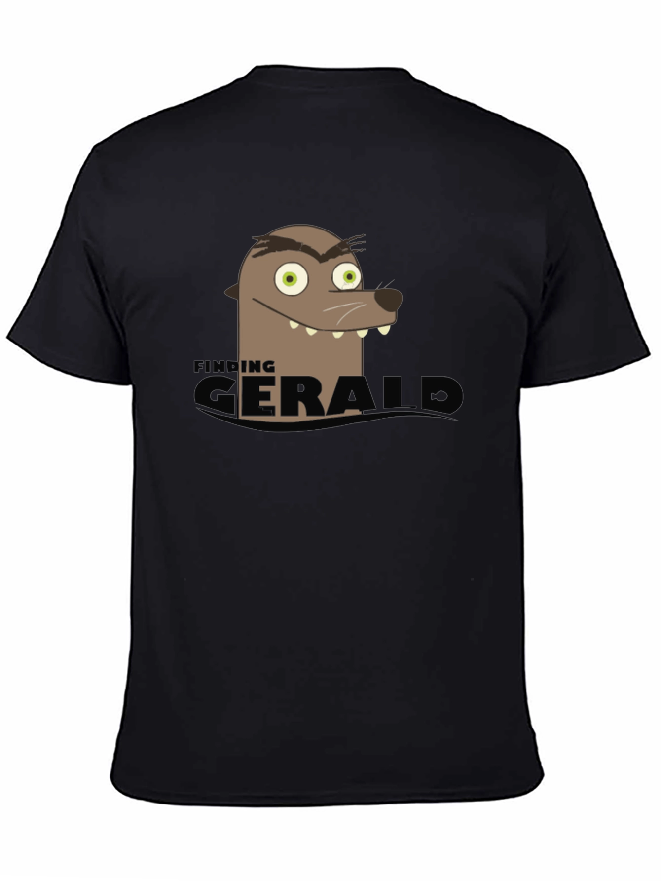 Finding Gerald Black T-Shirt Funny Seal Cartoon Tee