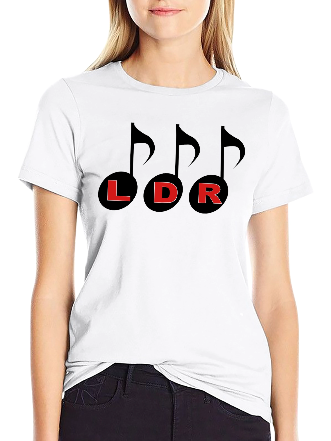 LDR Music Note Graphic Tee - Black Cotton Blend