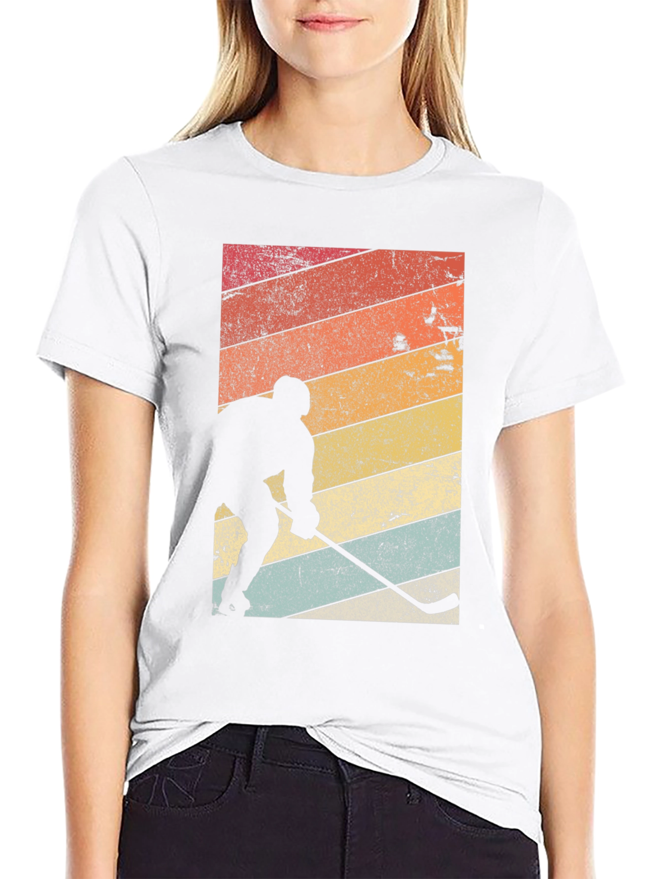 Retro Hockey Player Graphic T-Shirt