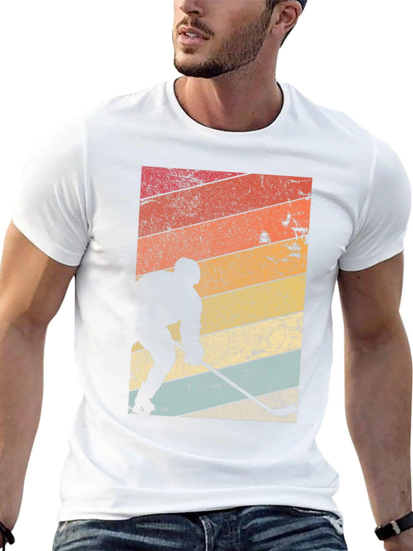 Retro Hockey Player Graphic T-Shirt