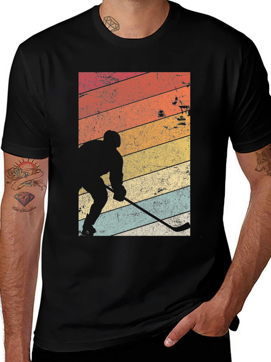 Retro Hockey Player Graphic T-Shirt