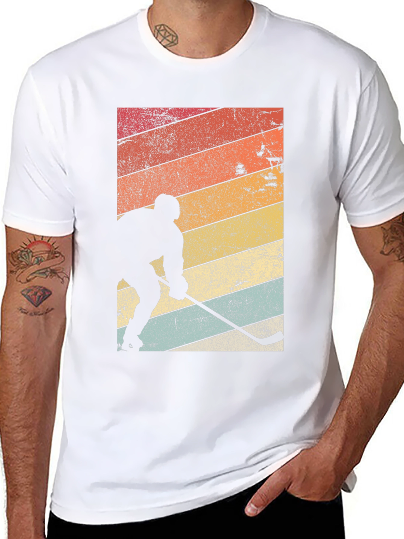 Retro Hockey Player Graphic T-Shirt