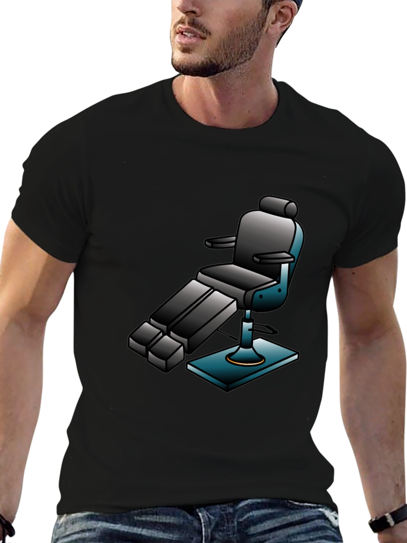 Retro Barber Chair Graphic Tee - Cool & Comfy