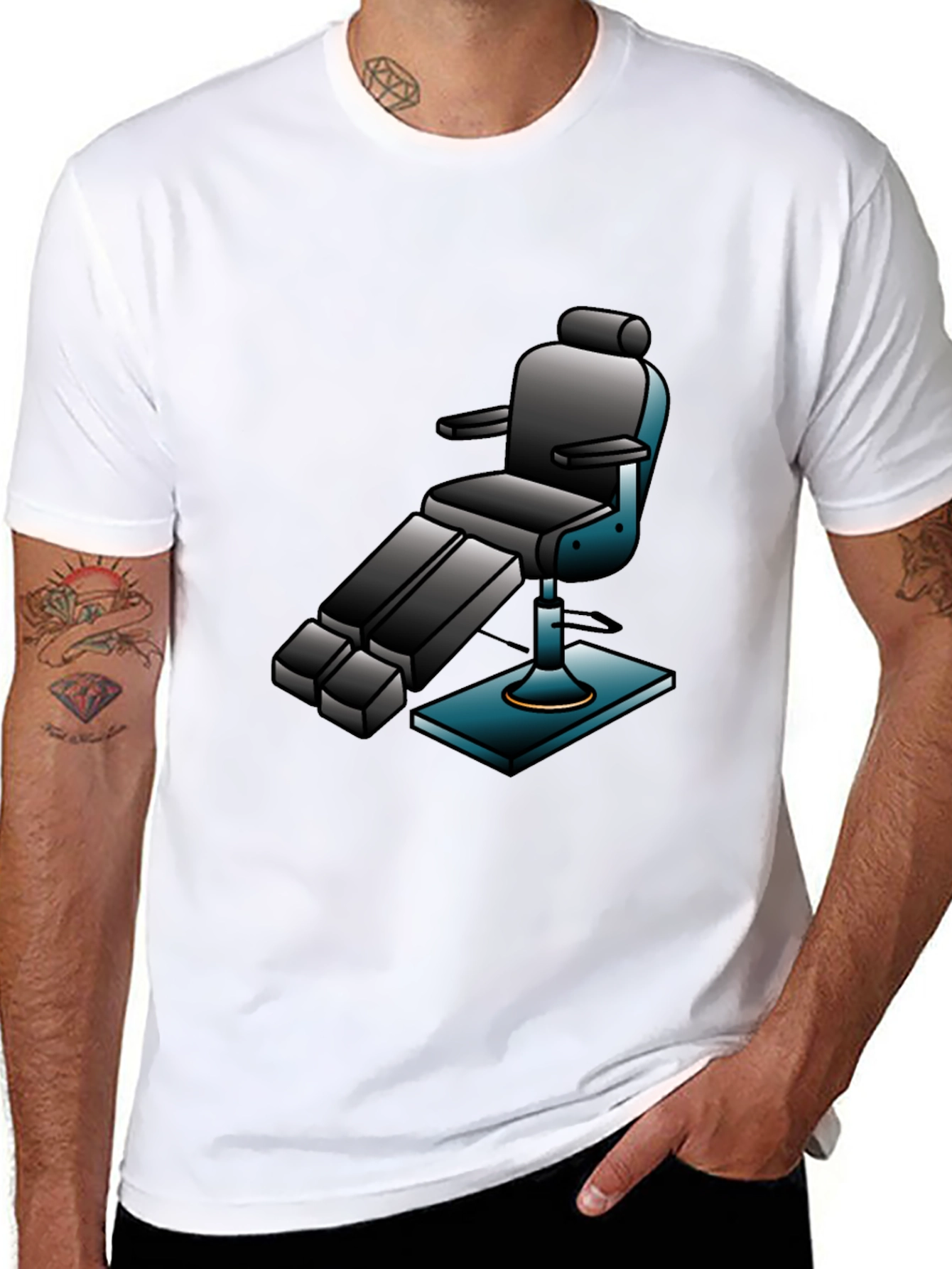 Retro Barber Chair Graphic Tee - Cool & Comfy