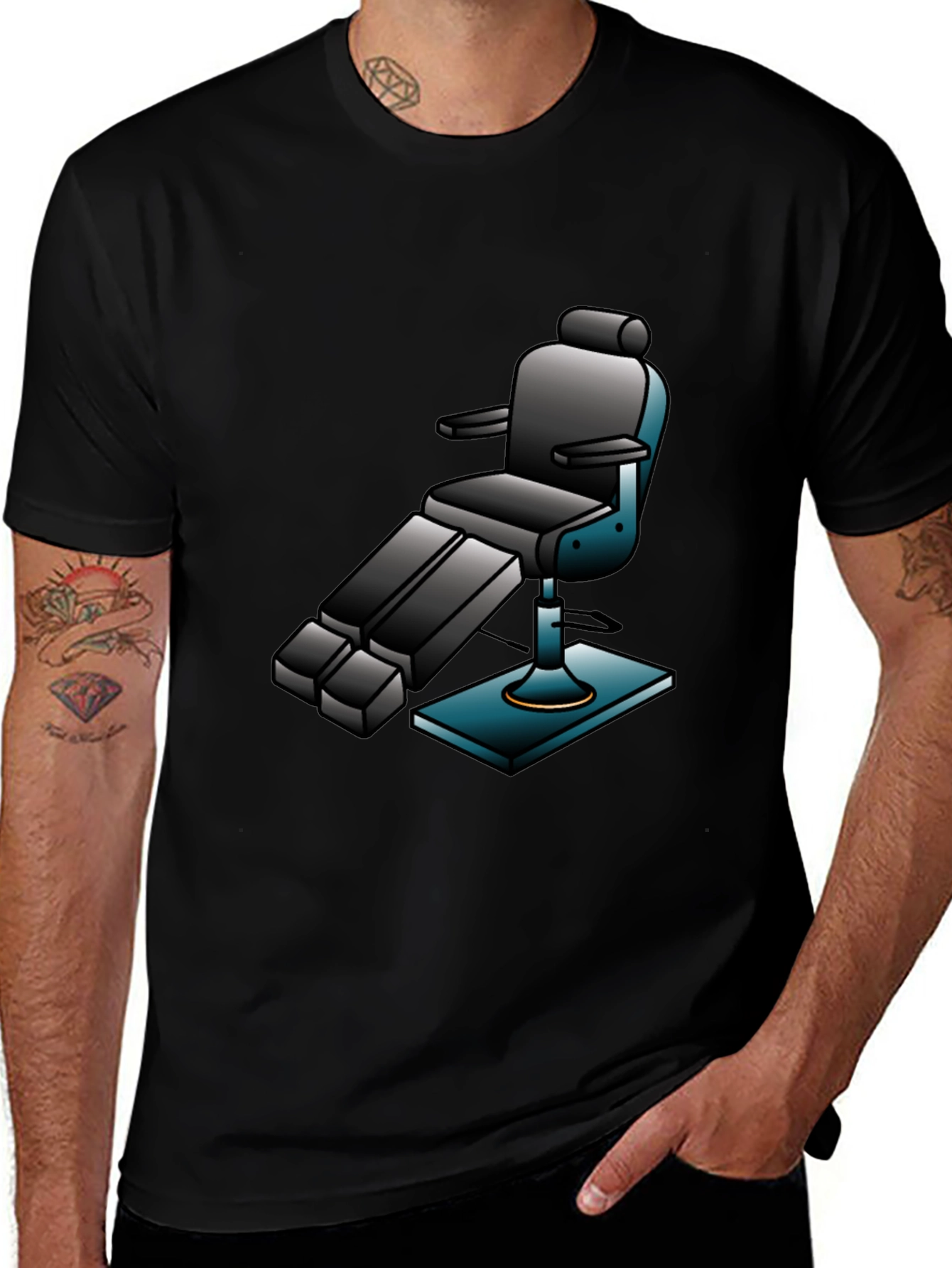 Retro Barber Chair Graphic Tee - Cool & Comfy