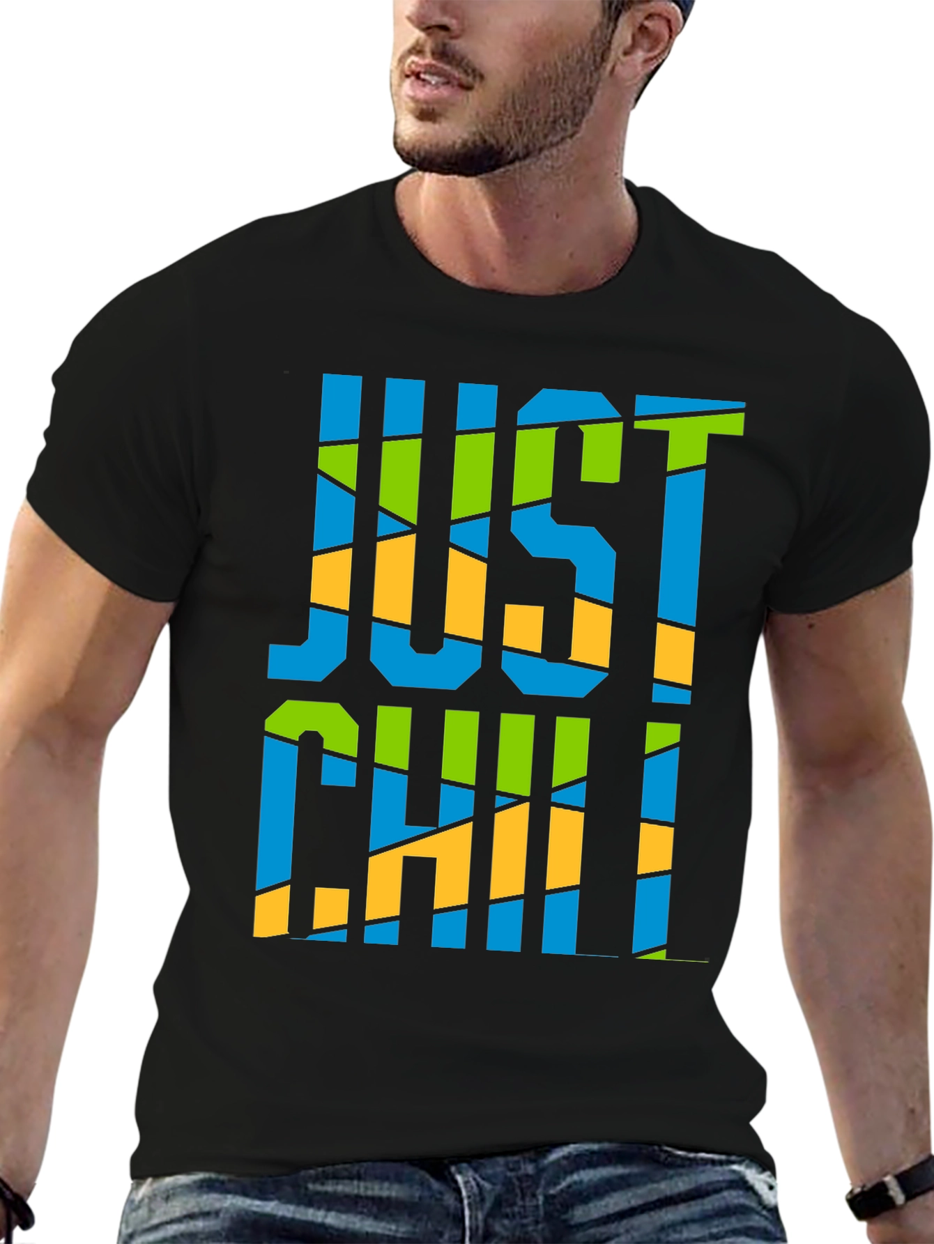 Just Chill Graphic Print Black T-Shirt