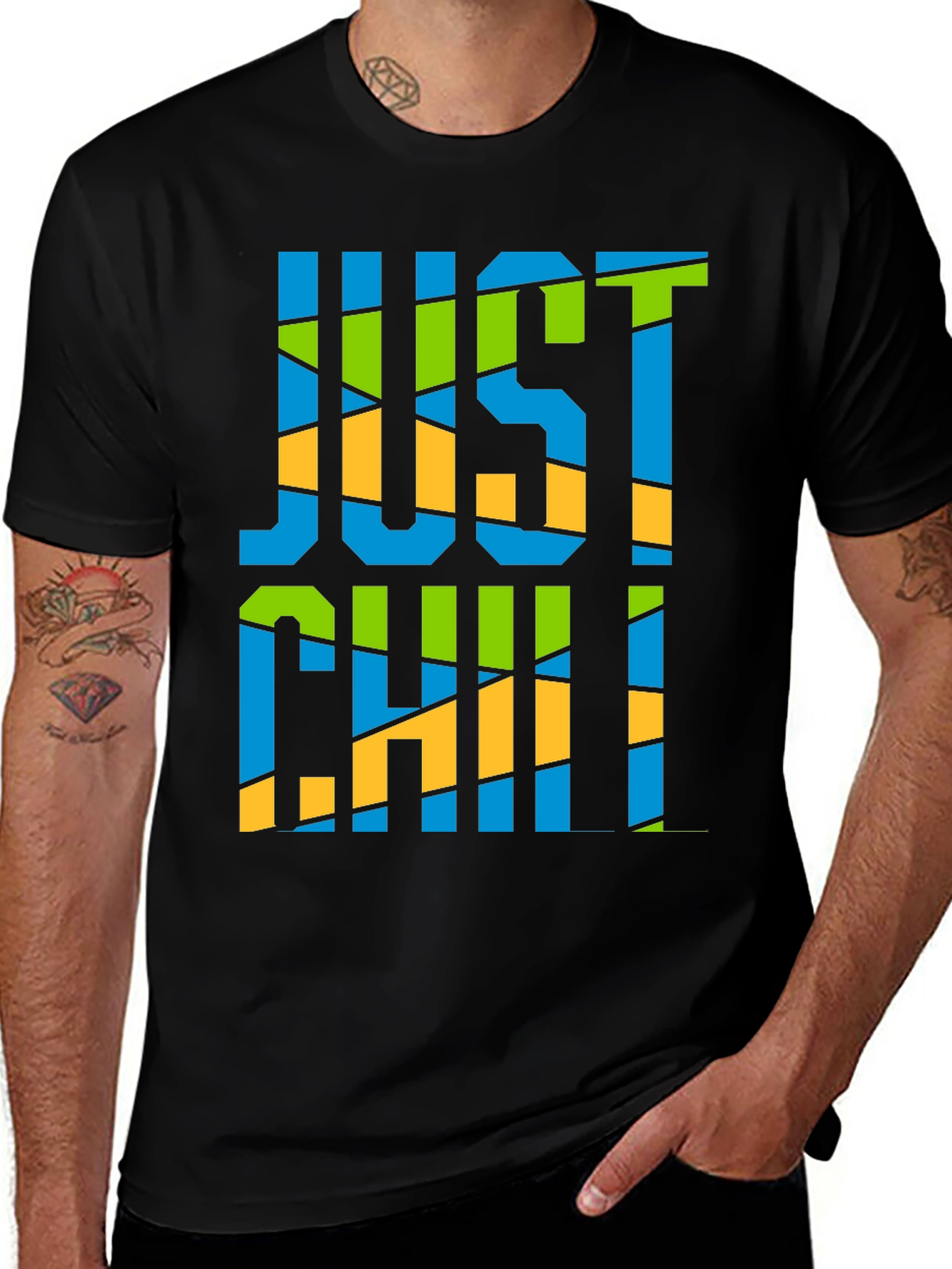 Just Chill Graphic Print Black T-Shirt