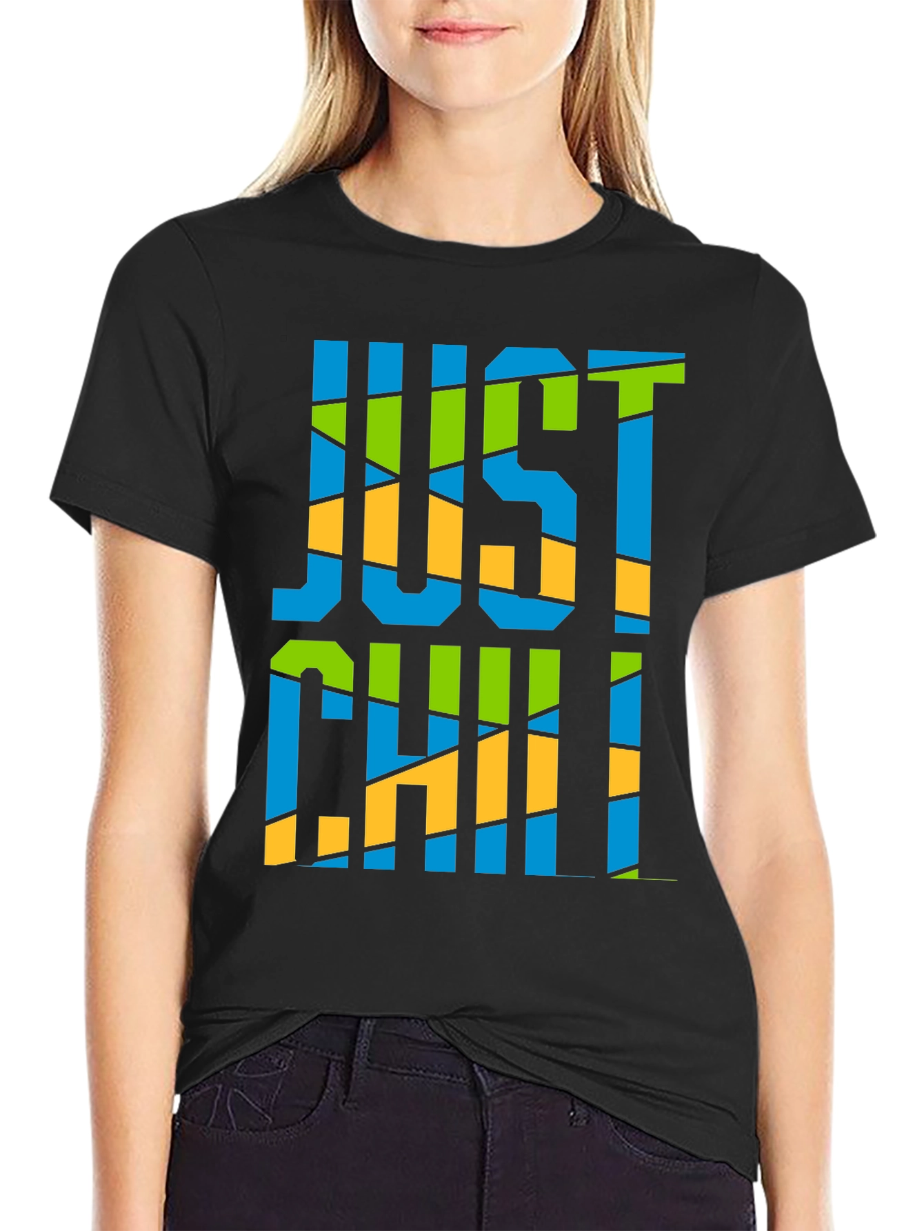 Just Chill Graphic Print Black T-Shirt