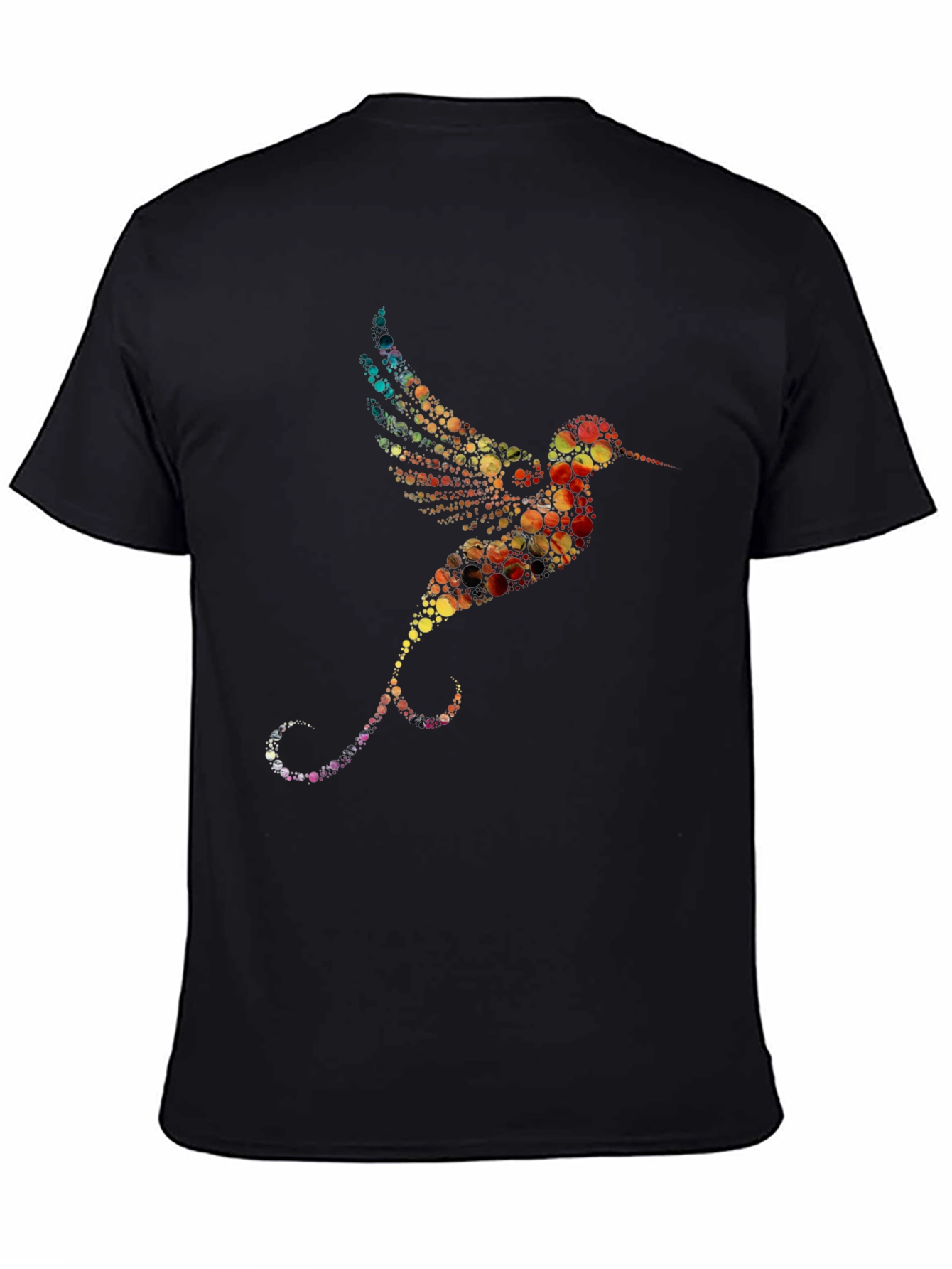 Hummingbird Print Black Crew Neck T-Shirt