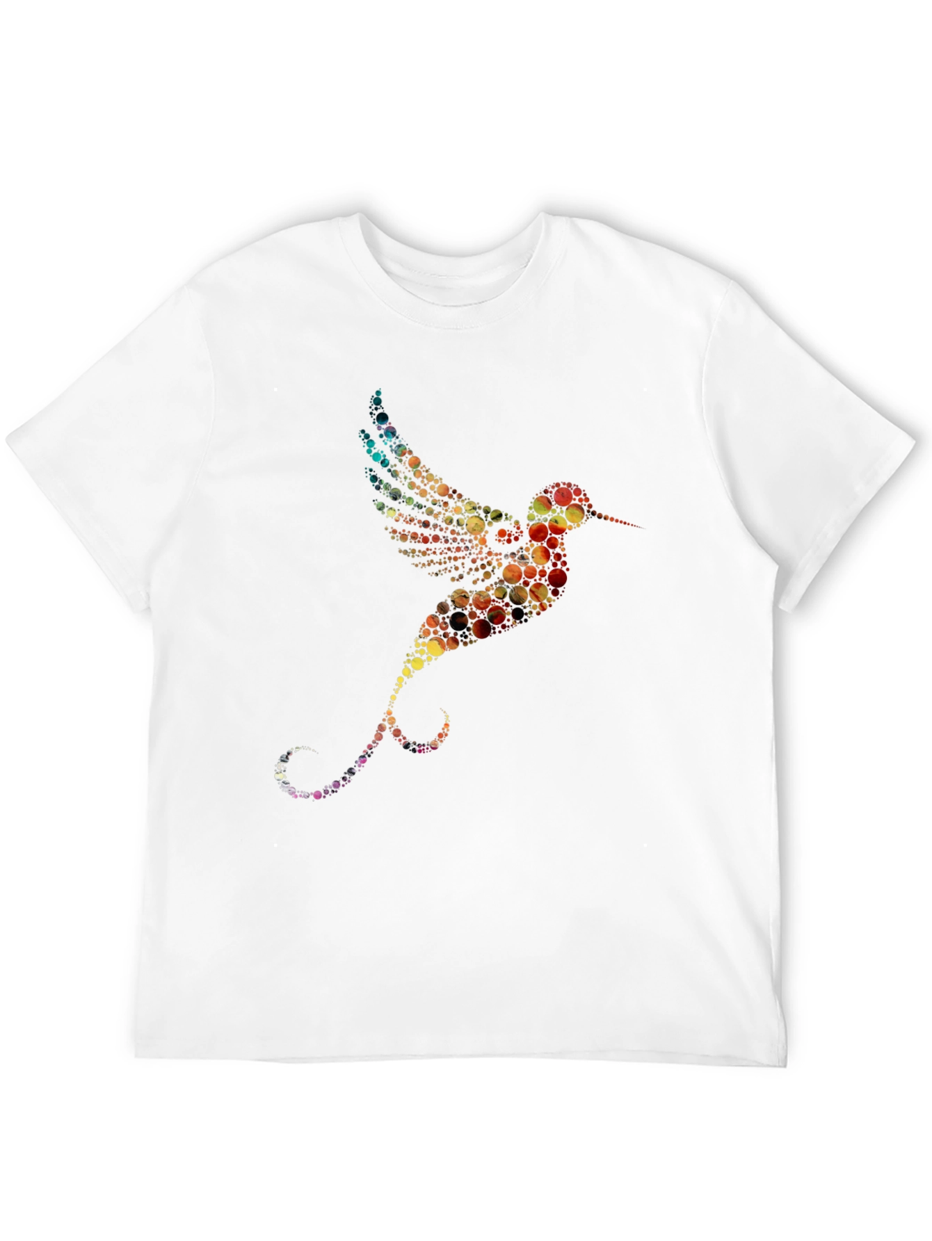 Hummingbird Print Black Crew Neck T-Shirt