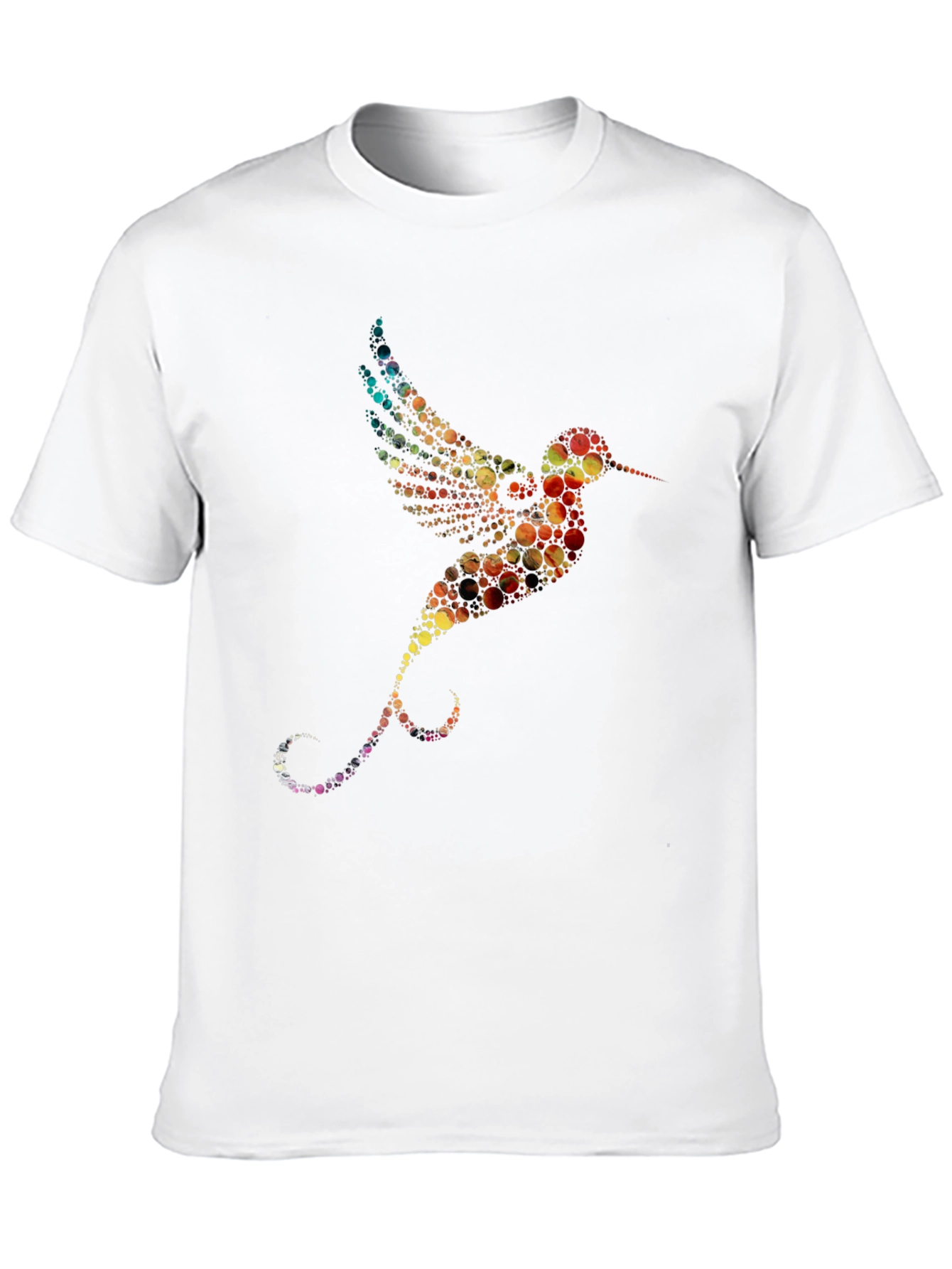 Hummingbird Print Black Crew Neck T-Shirt